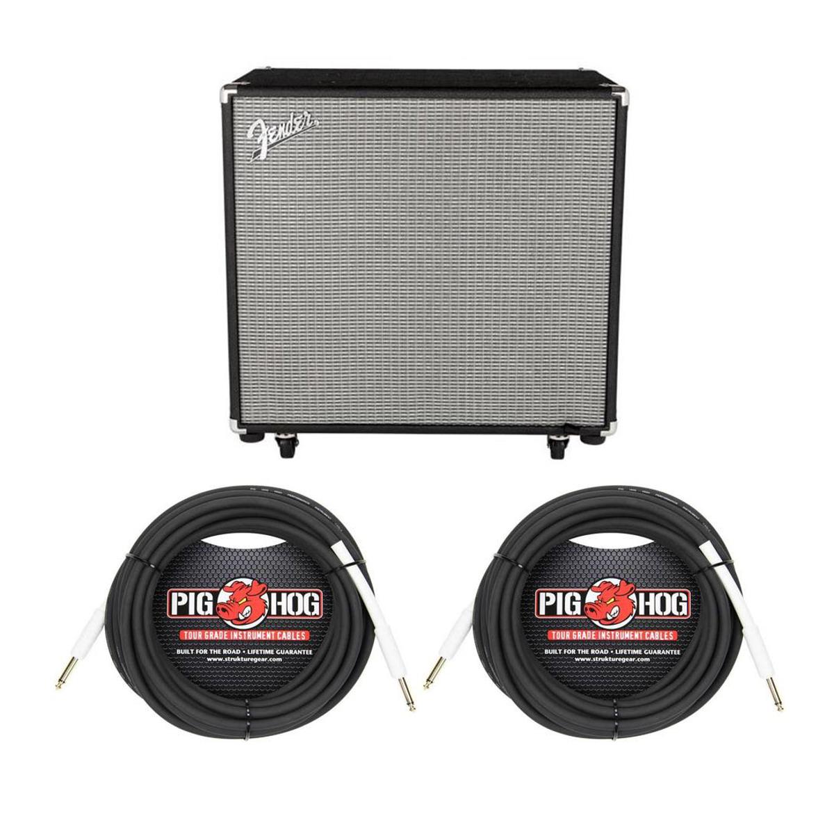 

Fender Rumble 115 Cabinet, V3, Black/Silver W/2x 25' 1/4" to 1/4" 8mm Ins Cable