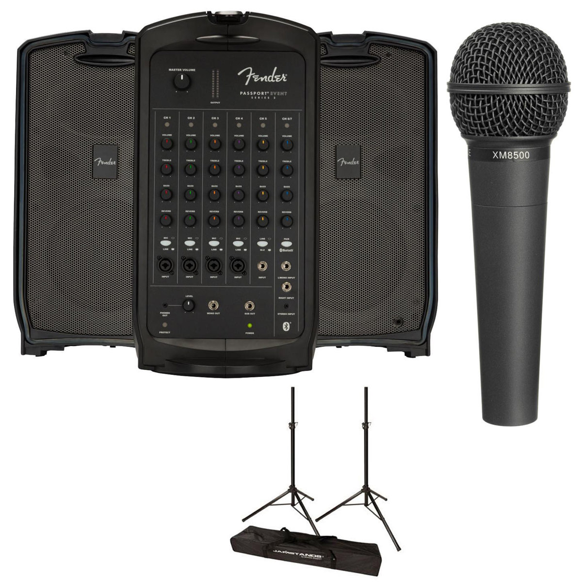 

Fender Passport Event Series 2 375W 7-Channel PA System (Bluetooth) with Stands