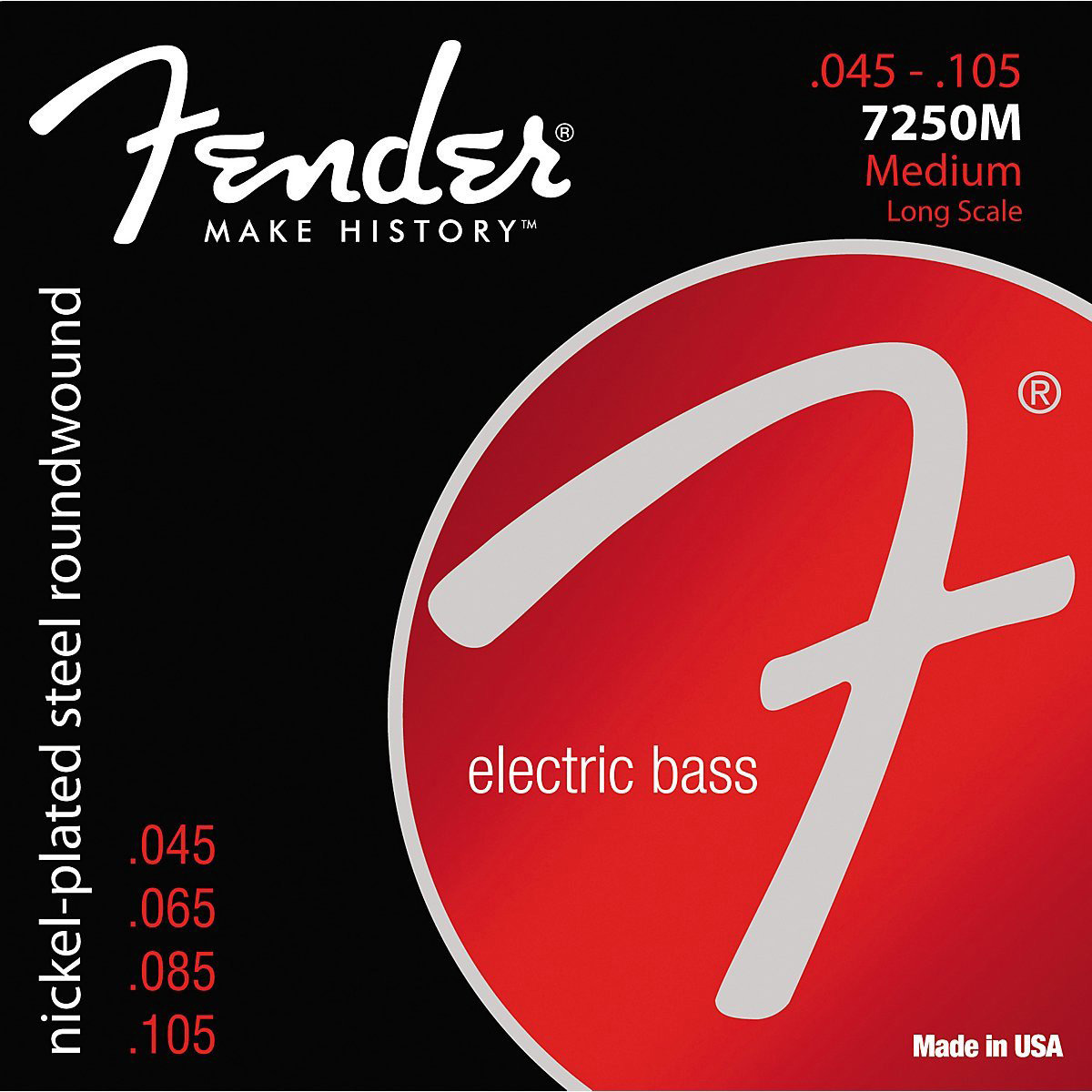 

Fender 7250M Medium Nickel Plated Steel Electric Bass Guitar Strings
