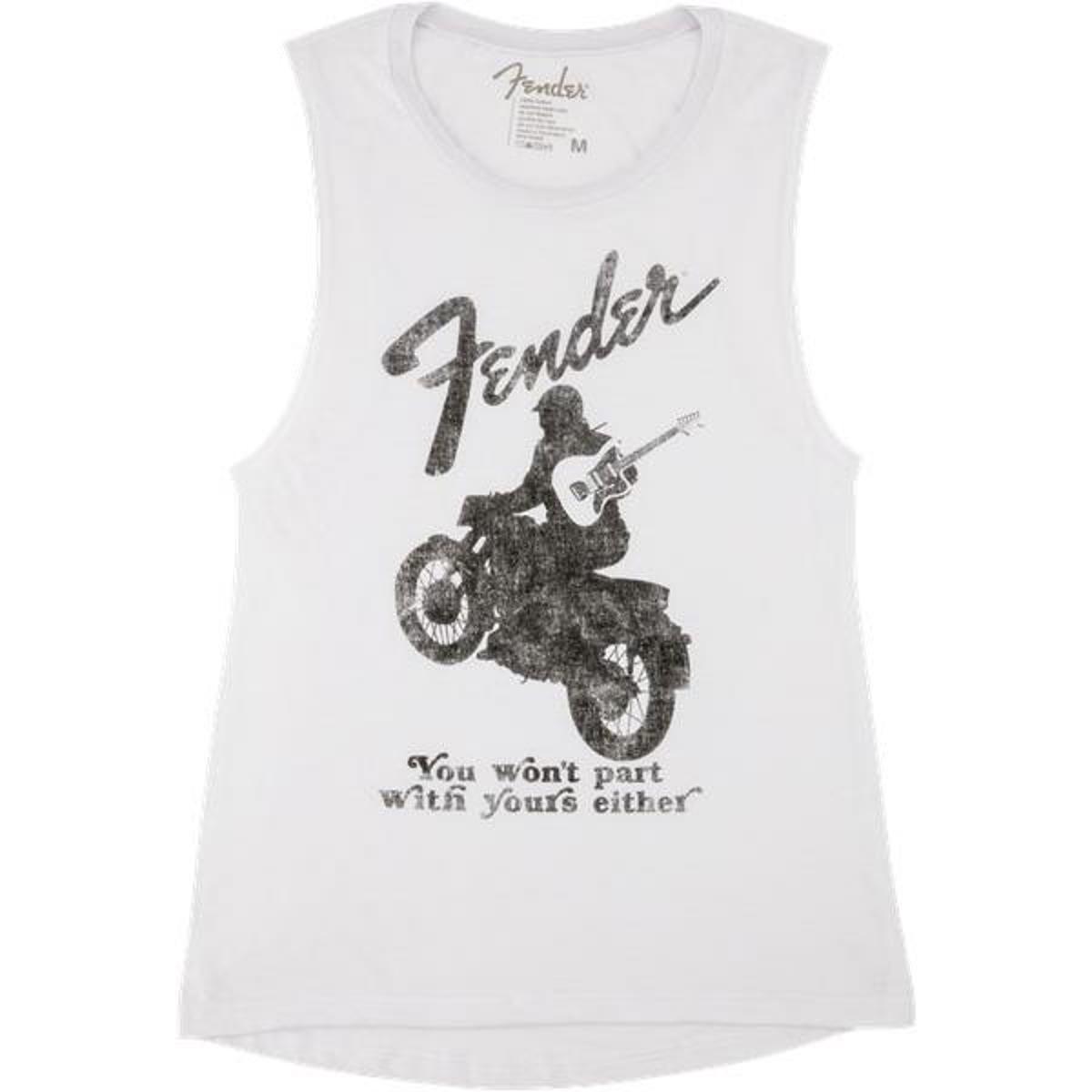 

Fender Jaguar Women's Sleeveless T-Shirt, Small, White