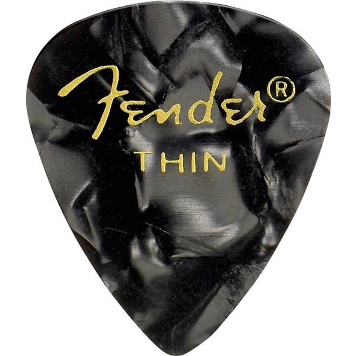 

Fender 351 Shape Premium Celluloid Guitar Picks, Thin, 12 Pack, Black Moto