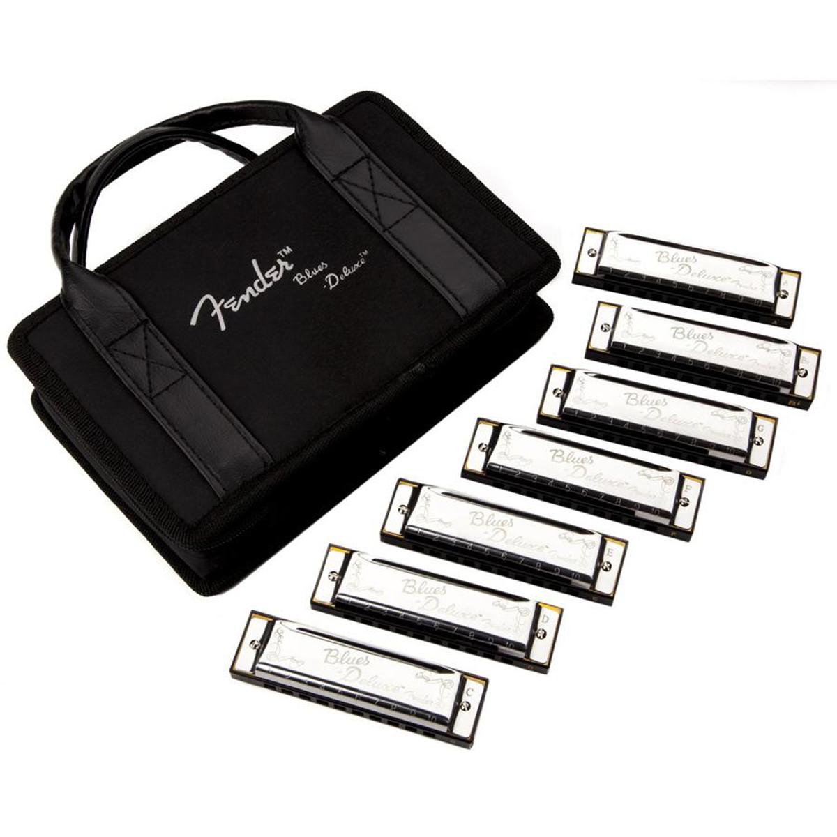 

Fender Blues Deluxe Harmonicas Seven-Key Sampler Set with Case, 7-Pack
