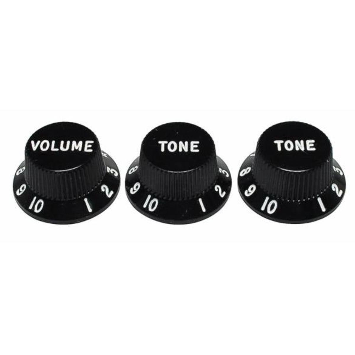 

Fender Stratocaster Plastic Push-on Control Knobs, Set of 3, Black
