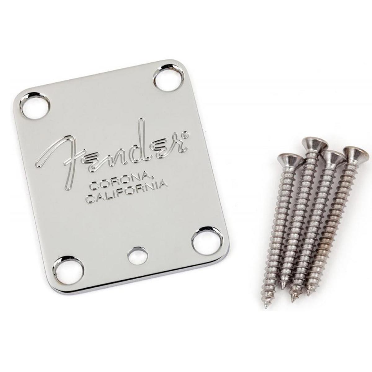 

Fender Guitar Neck Plate with 4-Bolt and "Corona" Stamp, Chrome