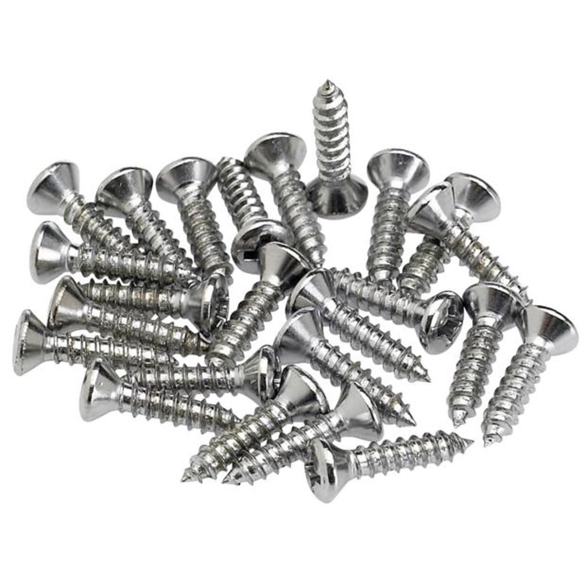 

Fender Chrome Pickguard / Control Plate Mounting Screws, Set of 24