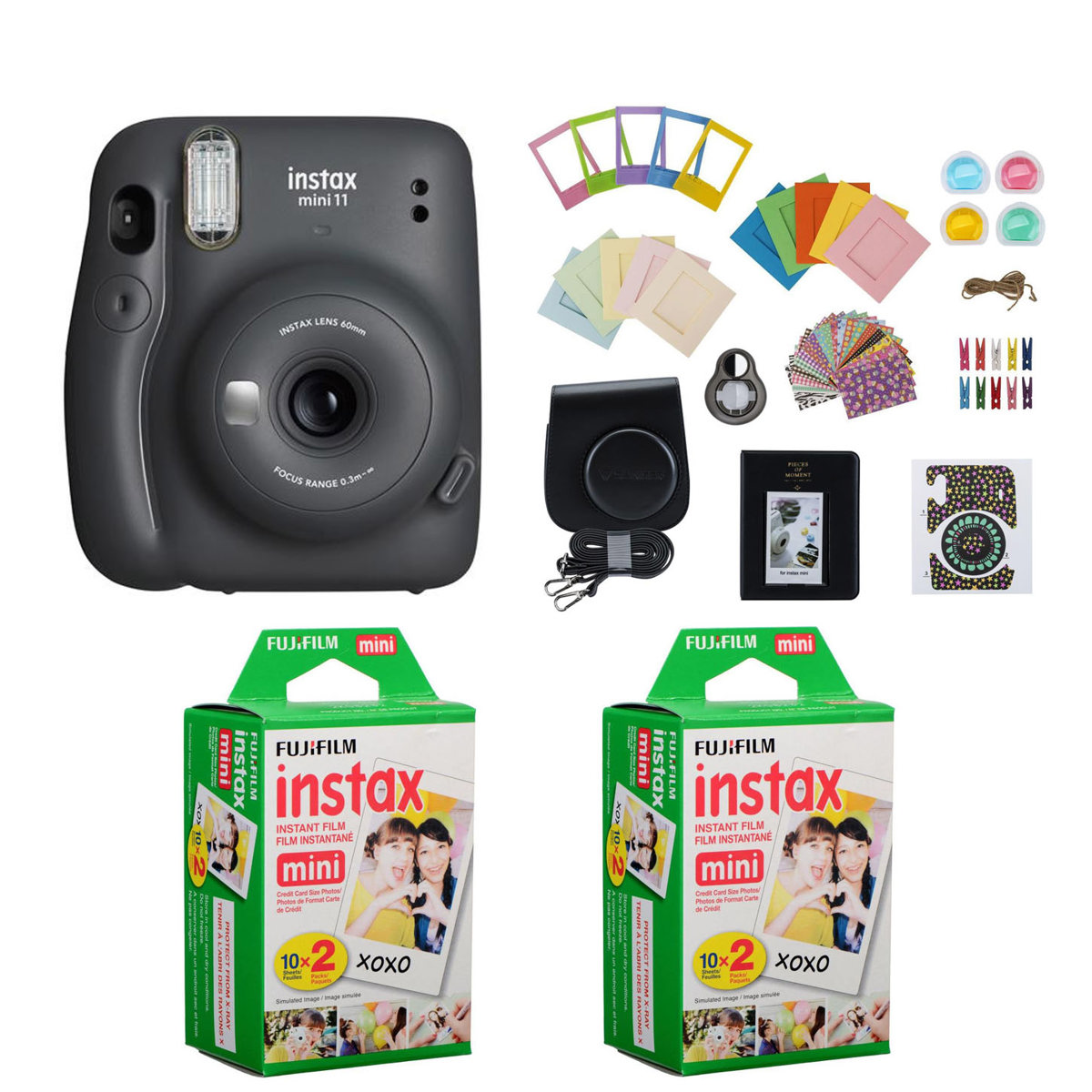 

Fujifilm Instax Mini 11 Instant Film Camera, Charcoal Gray with Accessory Kit