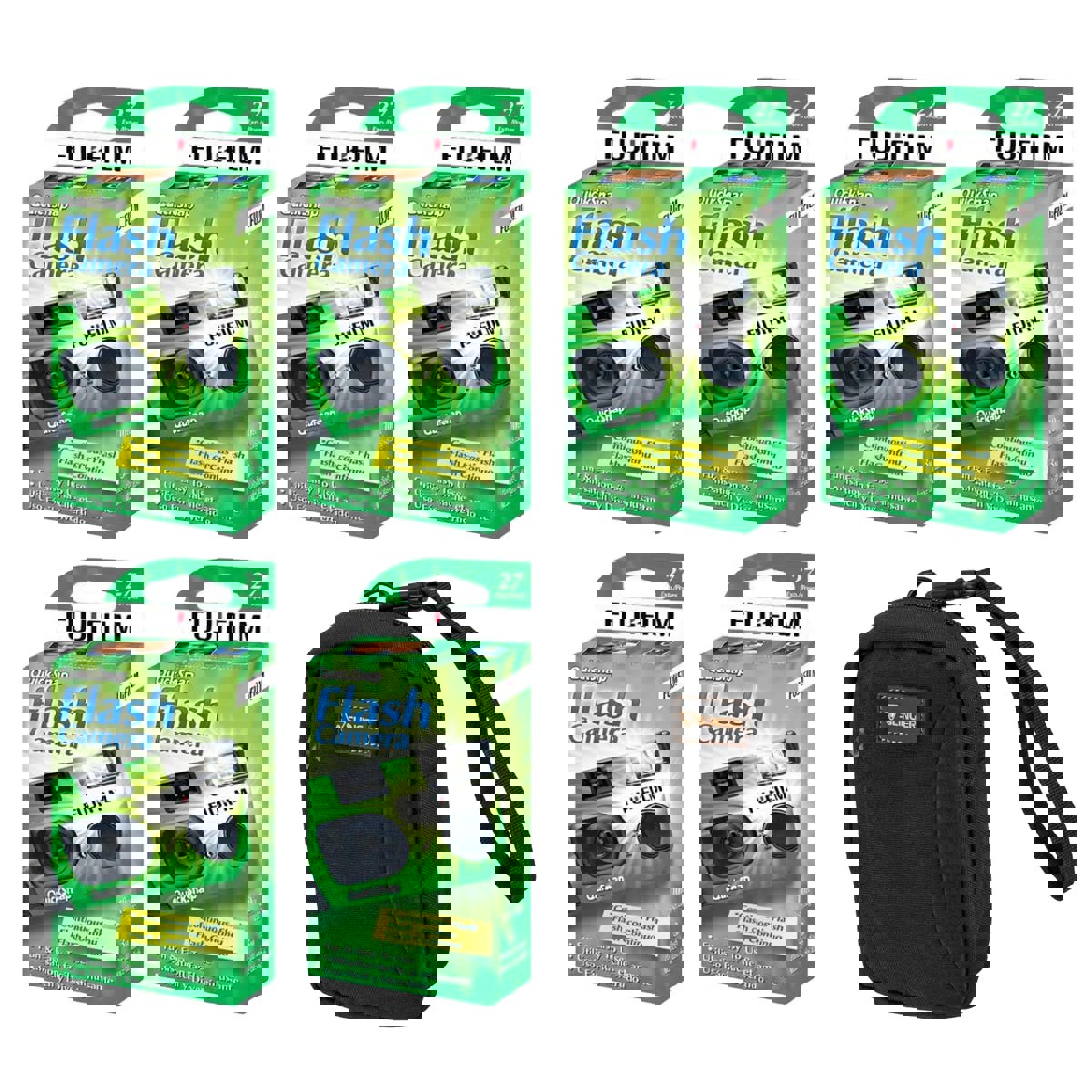 

Fujifilm QuickSnap Flash 400 Disposable Camera, 27 Exposures 6-Pack + Camera Bag
