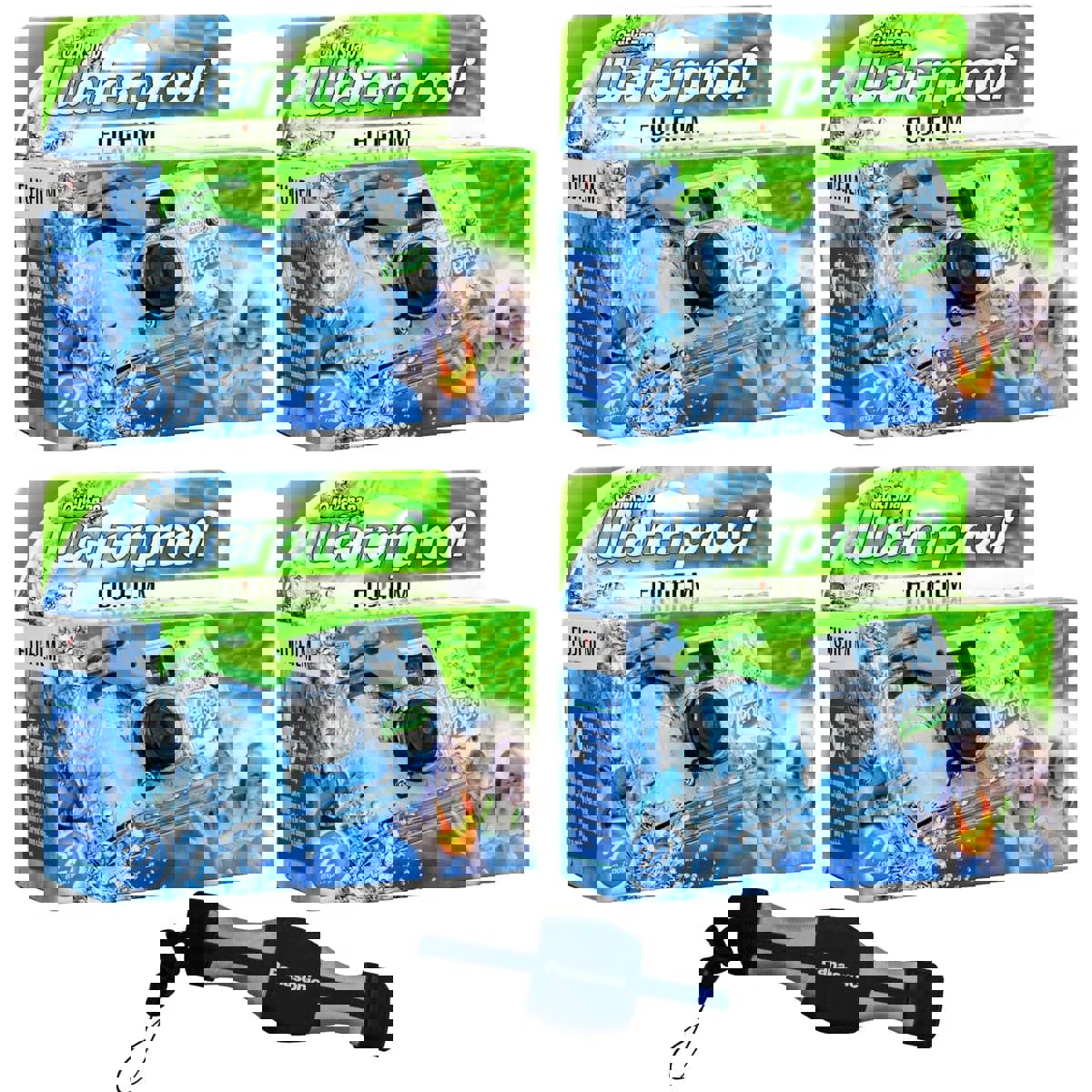 

Fujifilm QuickSnap 800 Waterproof 35mm Disposable Camera 4-PACK + Floating Strap