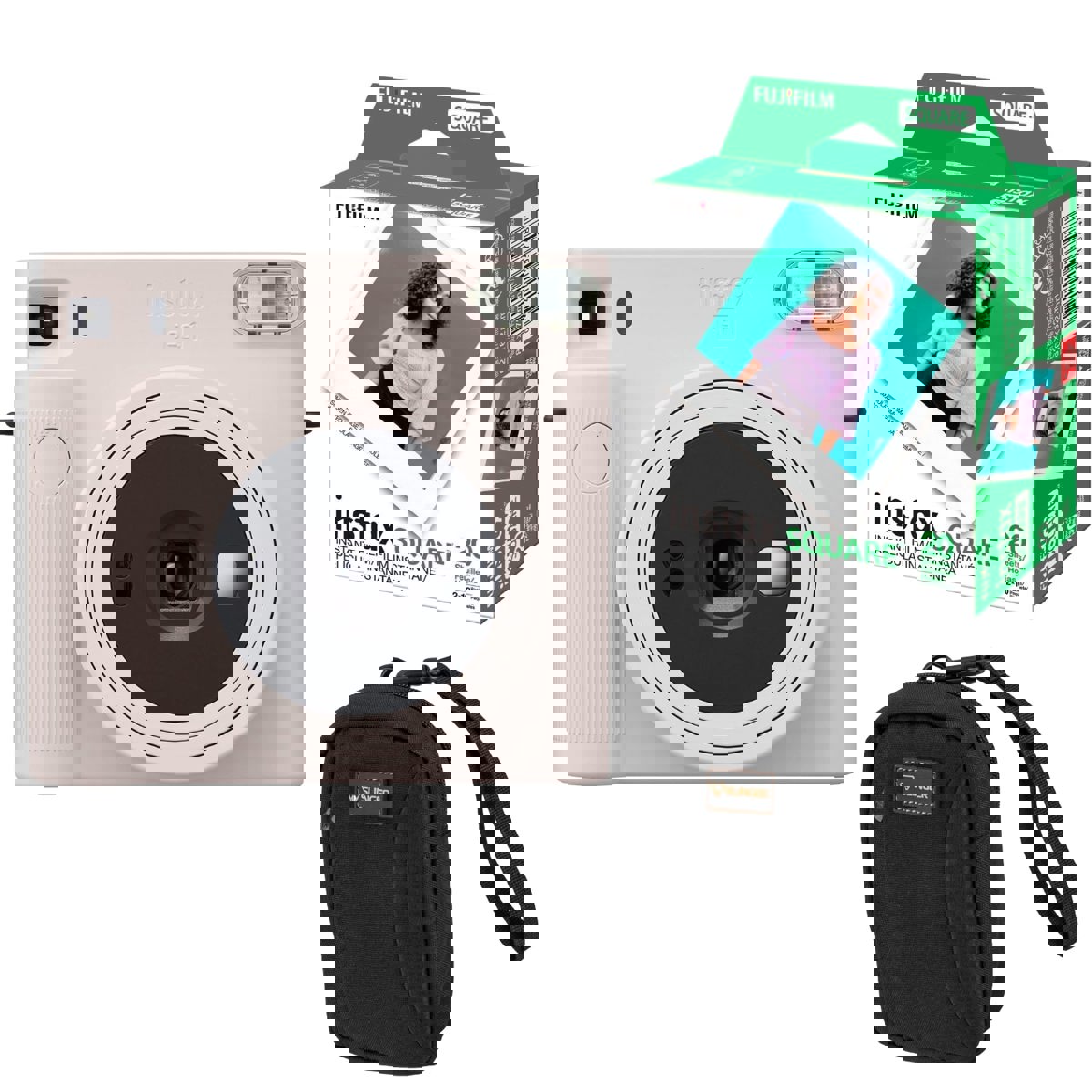 

Fujifilm instax SQUARE SQ1 Instant Film Camera, Chalk White + Film & Camera Bag