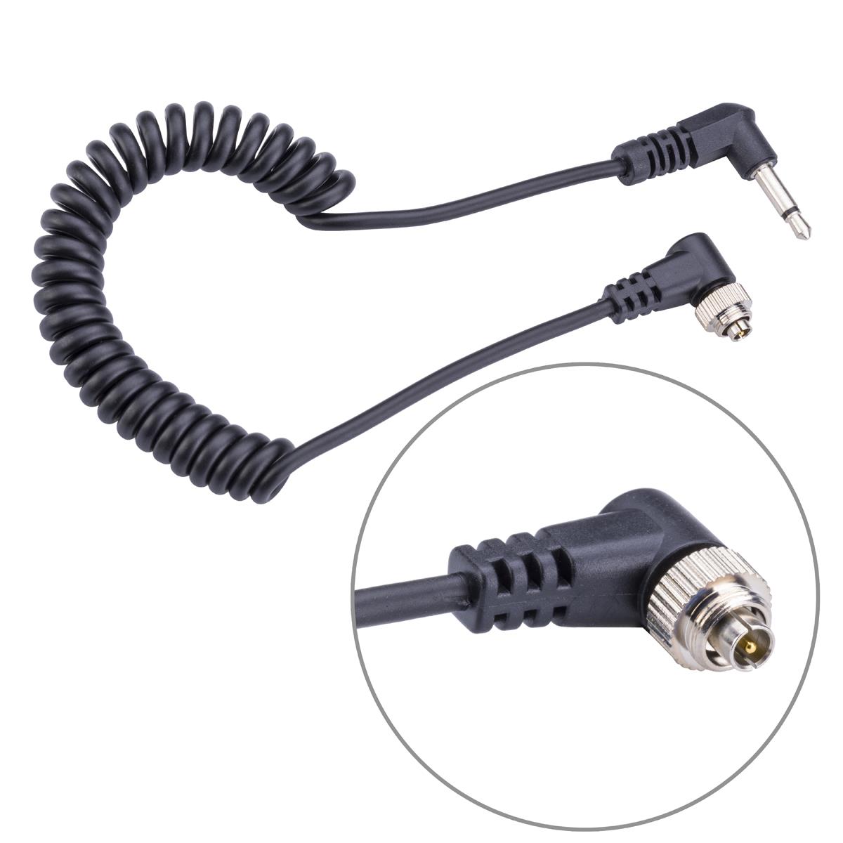 Image of Flashpoint Locking PC Sync Cable Male Mini (3.5mm) to Male PC (1') Coiled