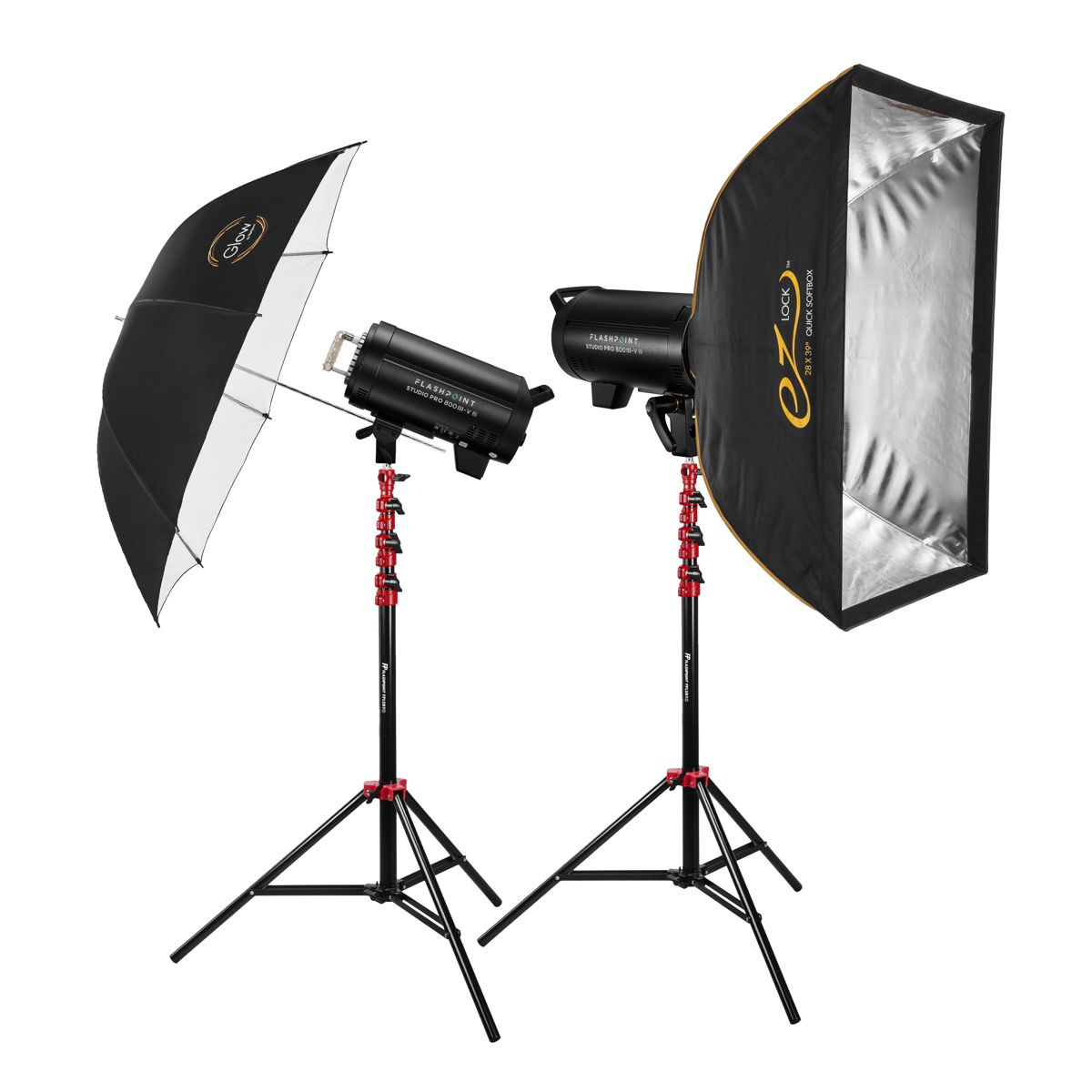 

Flashpoint Studio Pro 800 III-V R2 2-Light Kit with Stands, Softbox and Umbrella