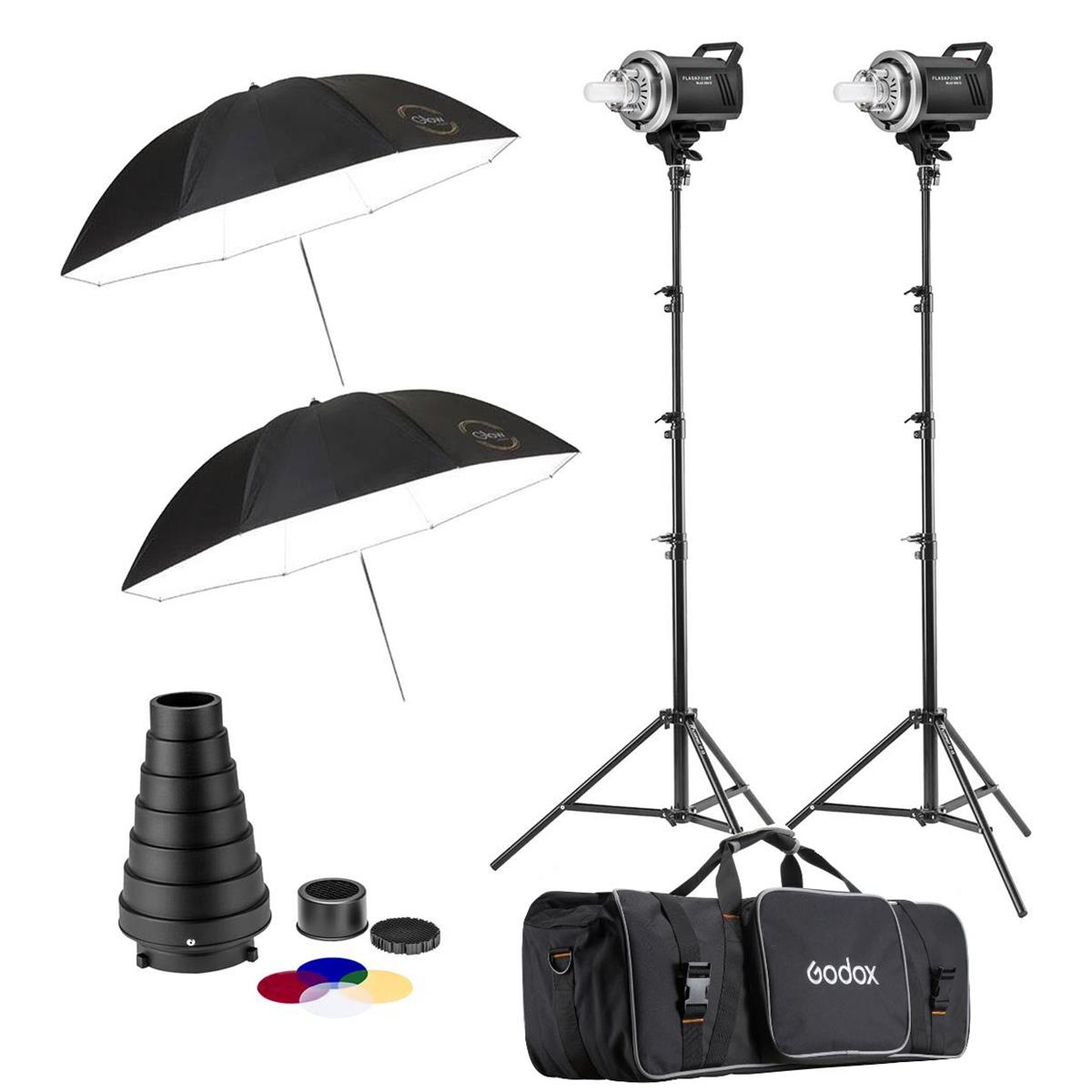 Image of Flashpoint BLAZ 300 R2 2-Monolight Kit w/2x Umbrellas