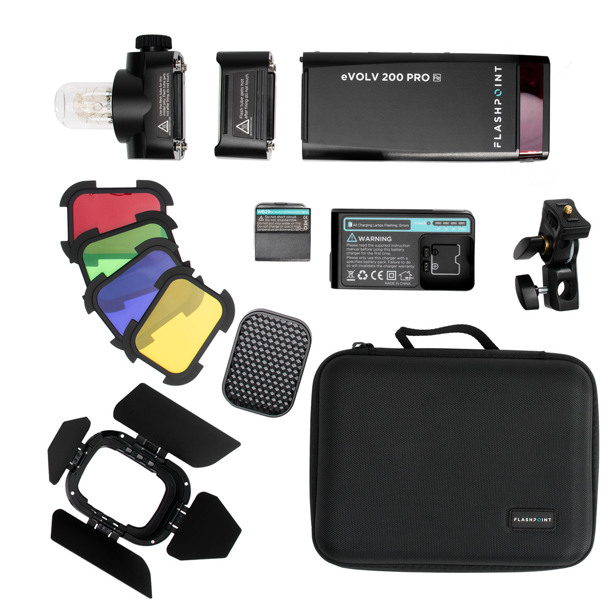 

Flashpoint eVOLV 200 Pro TTL Pocket Flash with Barndoor Kit - Godox AD200 Pro