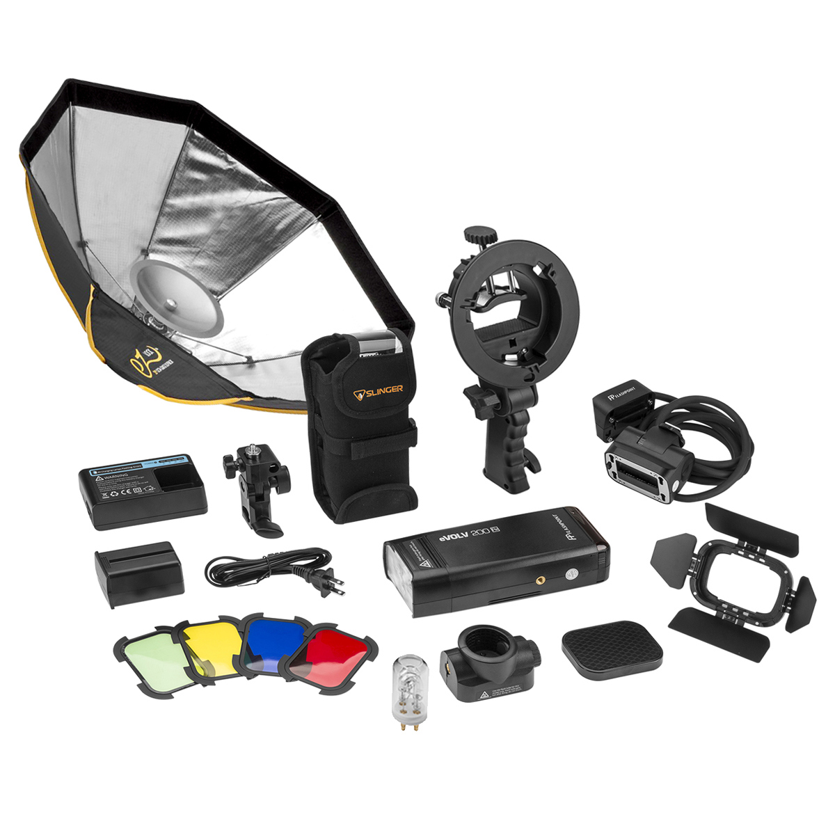 Image of Flashpoint eVOLV 200 TTL Pocket Flash with Barndoor Kit (Godox AD200)