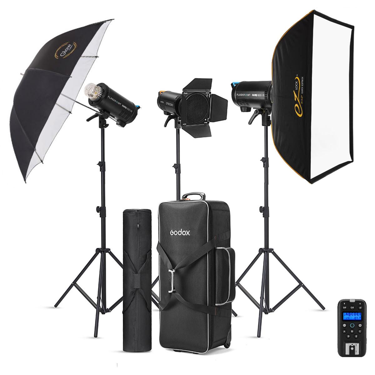 Flashpoint Rapid 600 II HSS R2 Studio Flash Monolight (3-Light Kit)