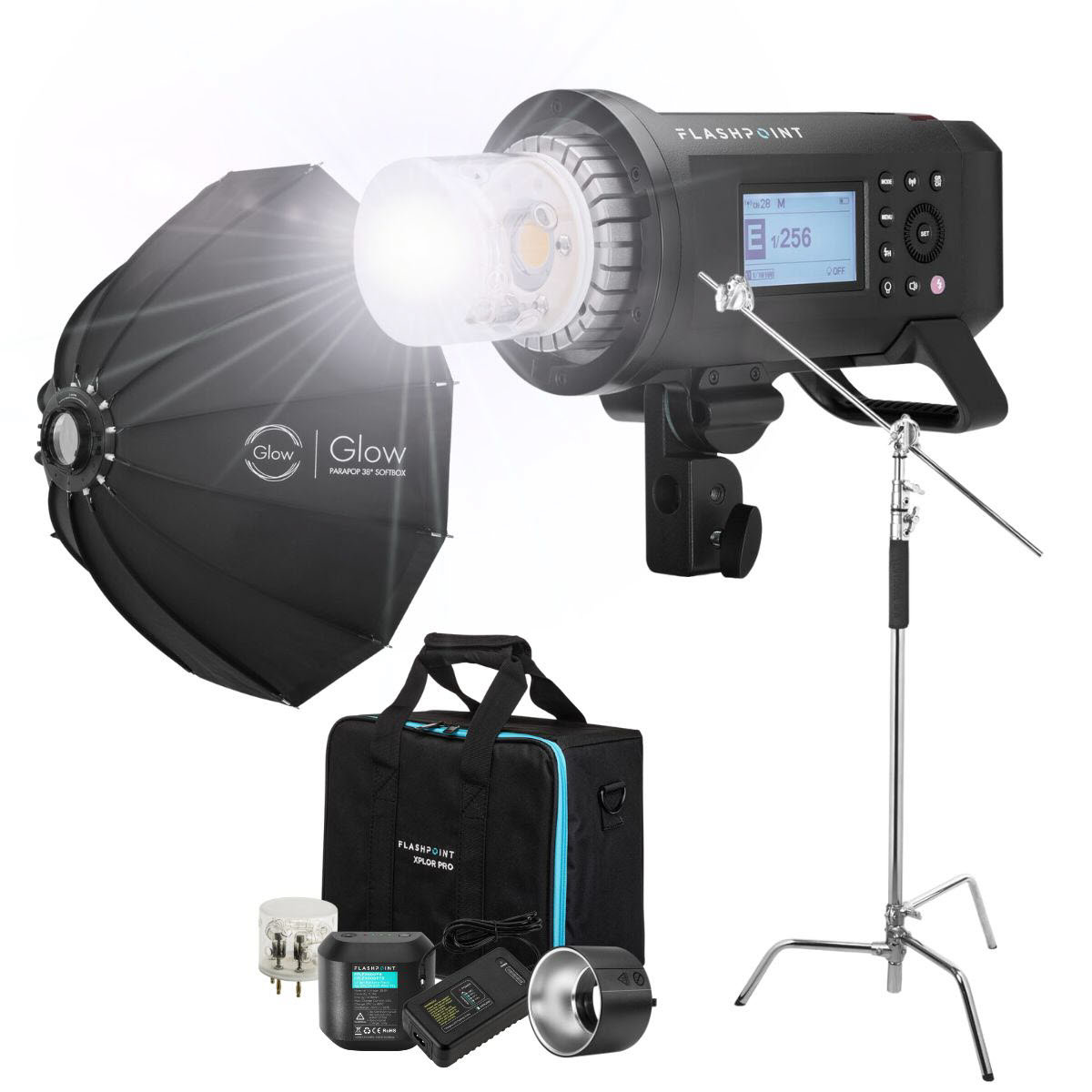 

Flashpoint XPLOR 600PRO R2 TTL Monolight Kit With Glow ParaPop and C-Stand