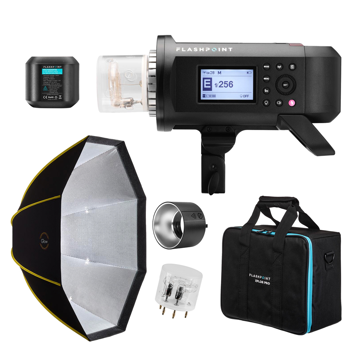 

Flashpoint XPLOR 600PRO TTL R2 Monolight Kit With Glow ParaSnap 36" Softbox