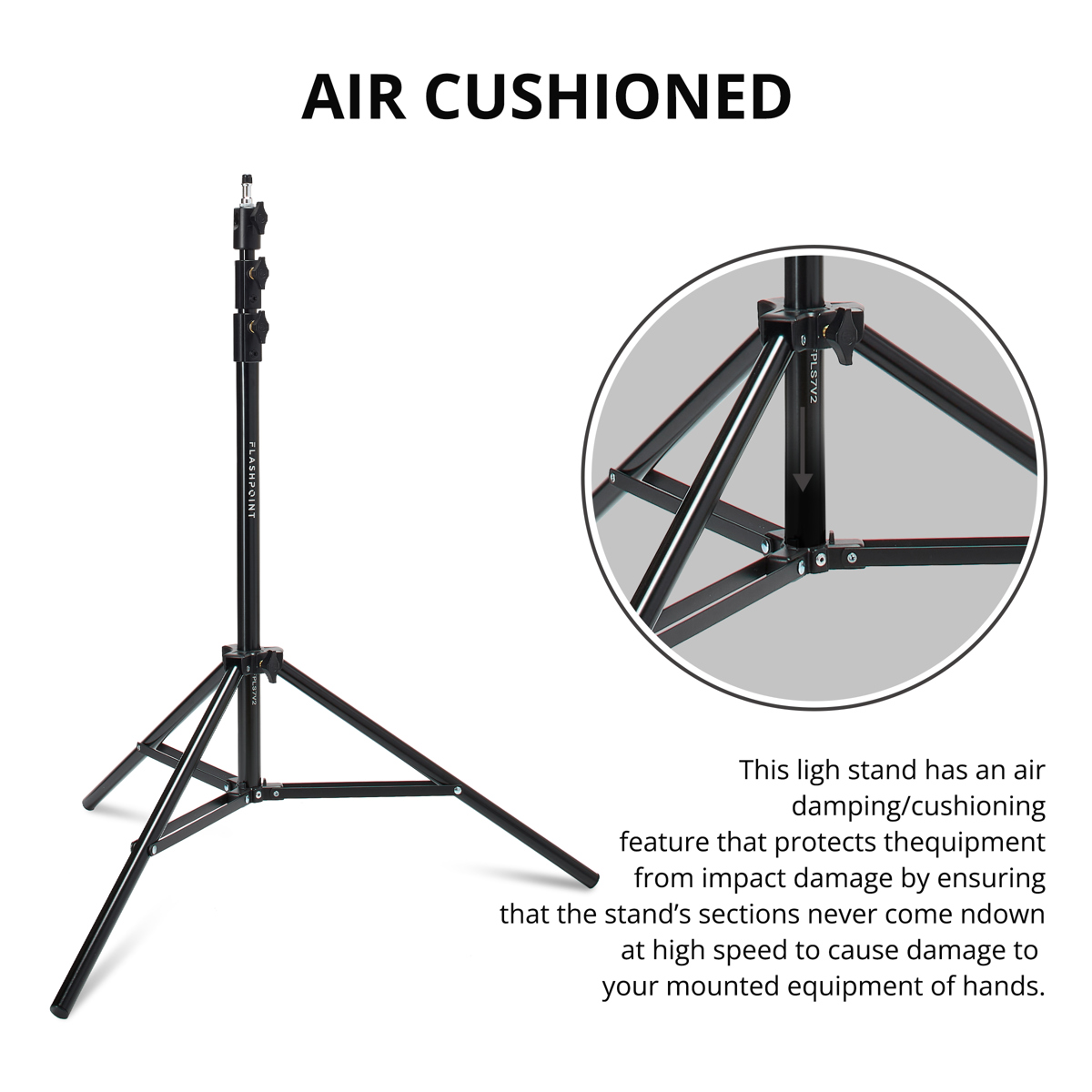 Flashpoint Pro Air-Cushioned Heavy-Duty Light Stand (Black, 7.2') #FP-S-7-V2