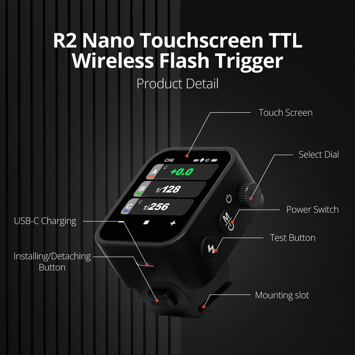 Flashpoint R2 Nano Touchscreen TTL Wireless Flash Trigger, Panasonic Olympus