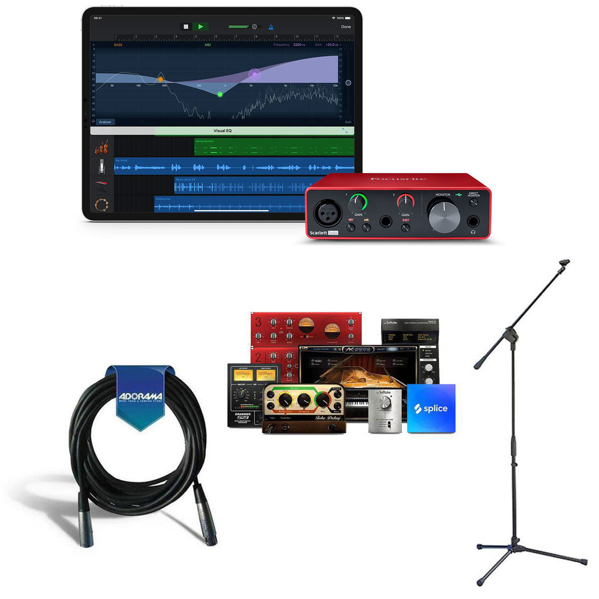 

Focusrite Scarlett Solo 3rd Gen Interface with SW, Bundle w/Mic Stand,XLR Cable