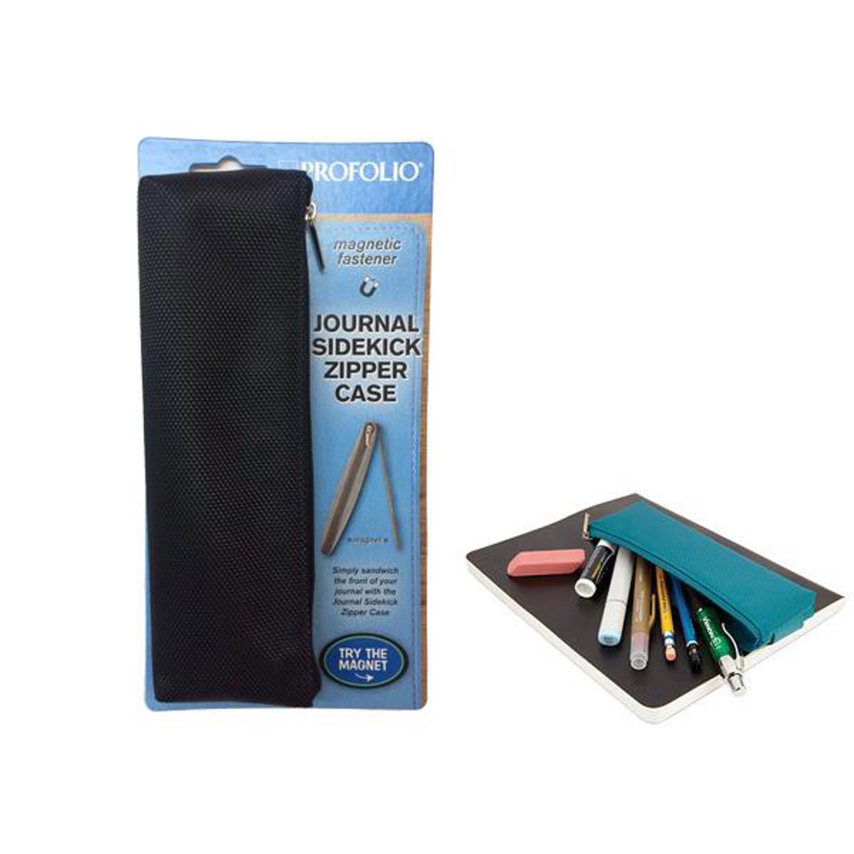 

Itoya ProFolio Journal Sidekick Zipper Case Magnetic Pen Holder, Black