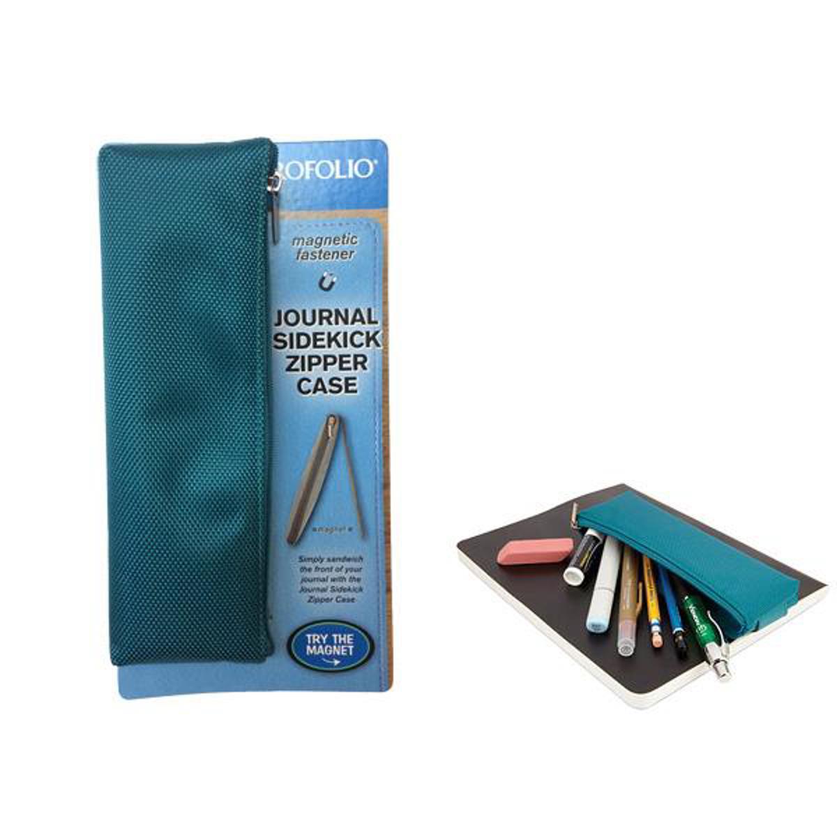 

Itoya ProFolio Journal Sidekick Zipper Case Magnetic Pen Holder, Teal