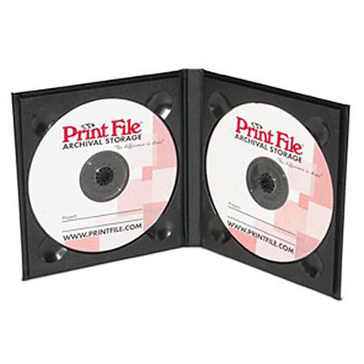 

Print File CD/DVD Black Double Folio, Holds 2 CD/DVDs