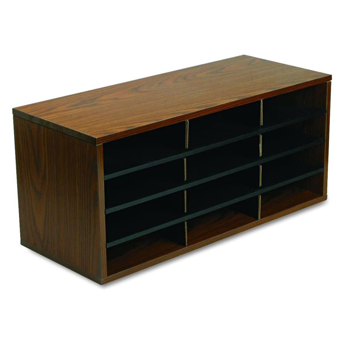 

Fellowes Literature Organizer - 12 Compartments, Medium Oak