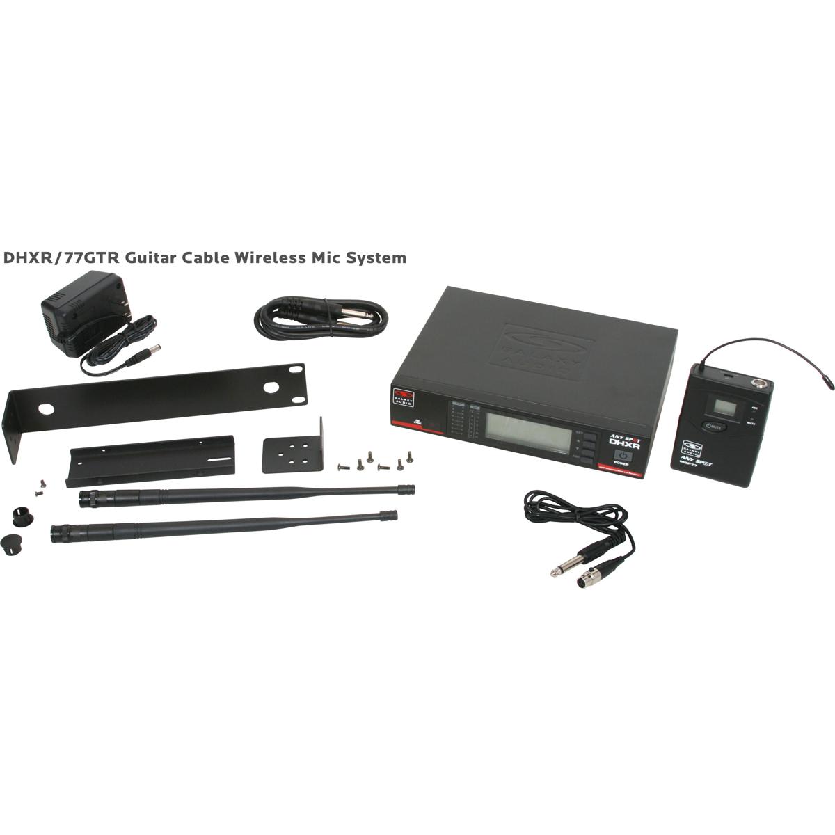 

Galaxy Audio DHX Guitar System, DHXR Receiver, MBP77 Transmitter, 518-542MHz