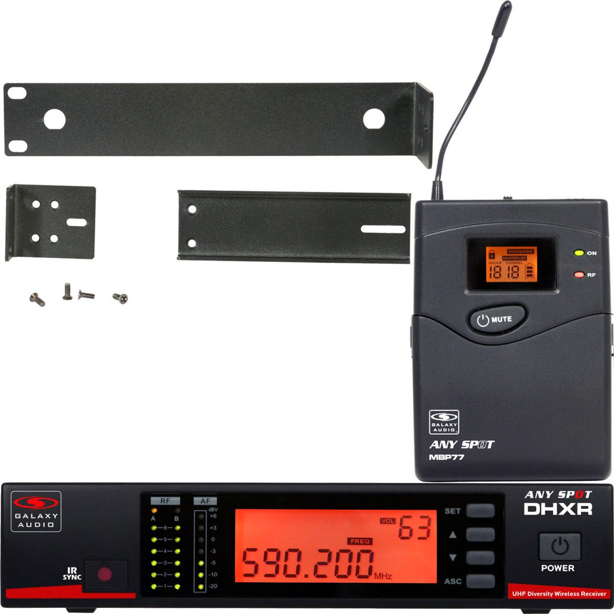 

Galaxy Audio DHX Wireless Mic System, Receiver and Bodypack Tx, N: 518-542MHz