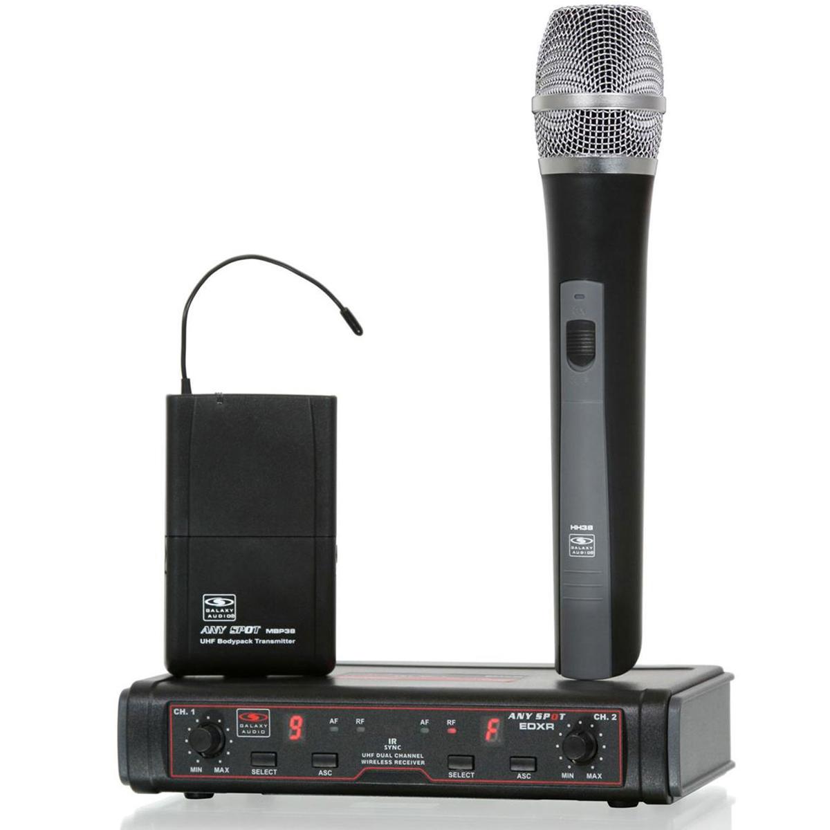 

Galaxy Audio EDX Wireless Mic System, HH38, MBP38 & HS13-UBK Mic, D: 584-607MHz