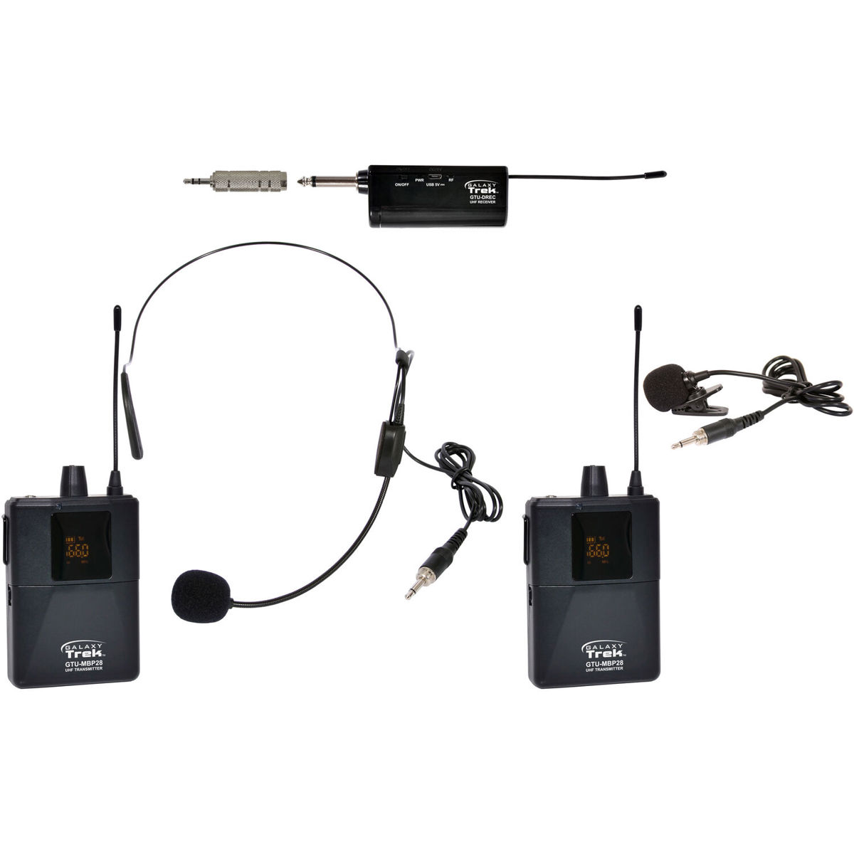 

Galaxy Audio Trek GTU Mini UHF, Lav Mic w/Tx Ch A, Headset Mic w/Tx Ch B,Dual Rx