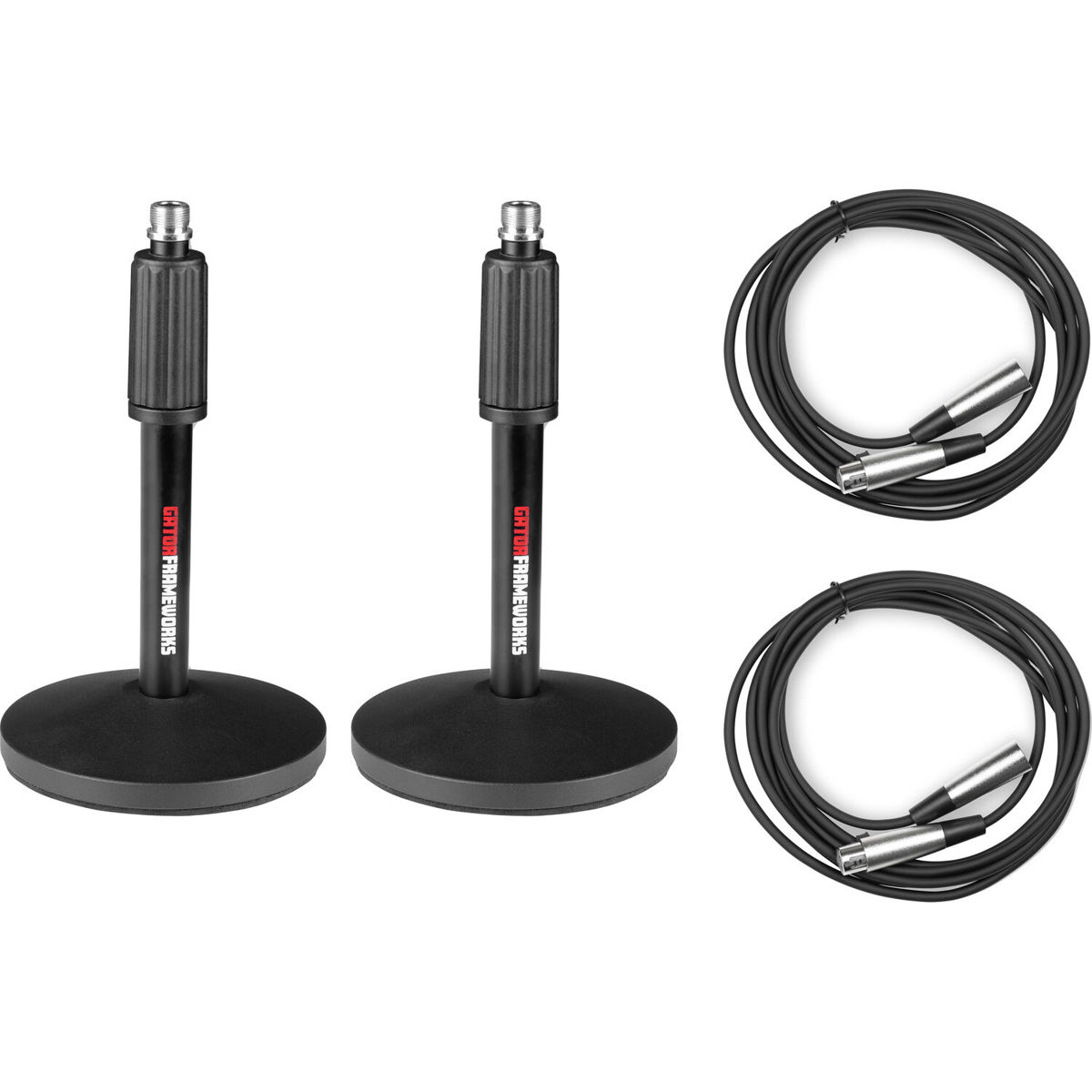 

Gator Cases Desktop Microphone Stand with 10' XLR Cable, 2-Pack