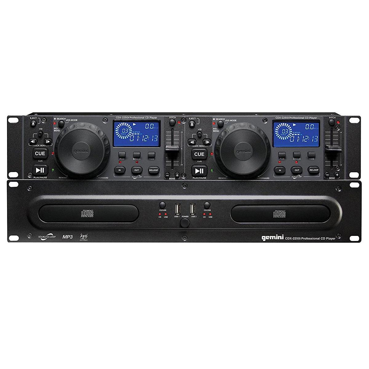 

Gemini Dual Rack Mount CD/USB Media Player, Blue Back Lit LED Display