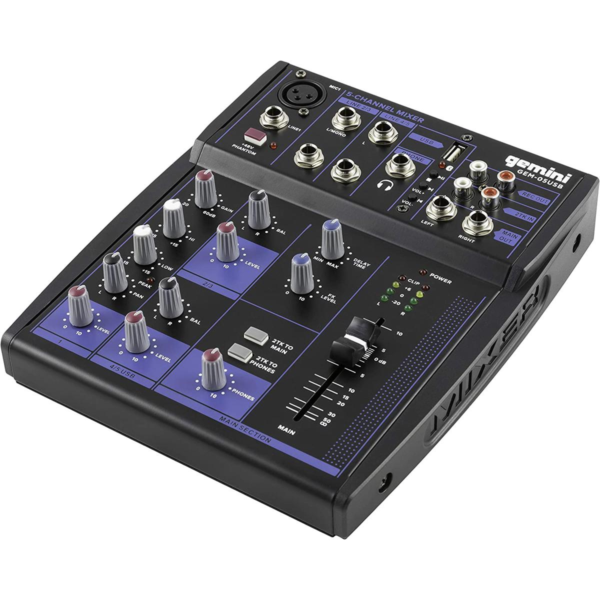 

Gemini GEM-05USB Compact 5-Channel USB Mixer w/Bluetooth for Podcasts and Mixing