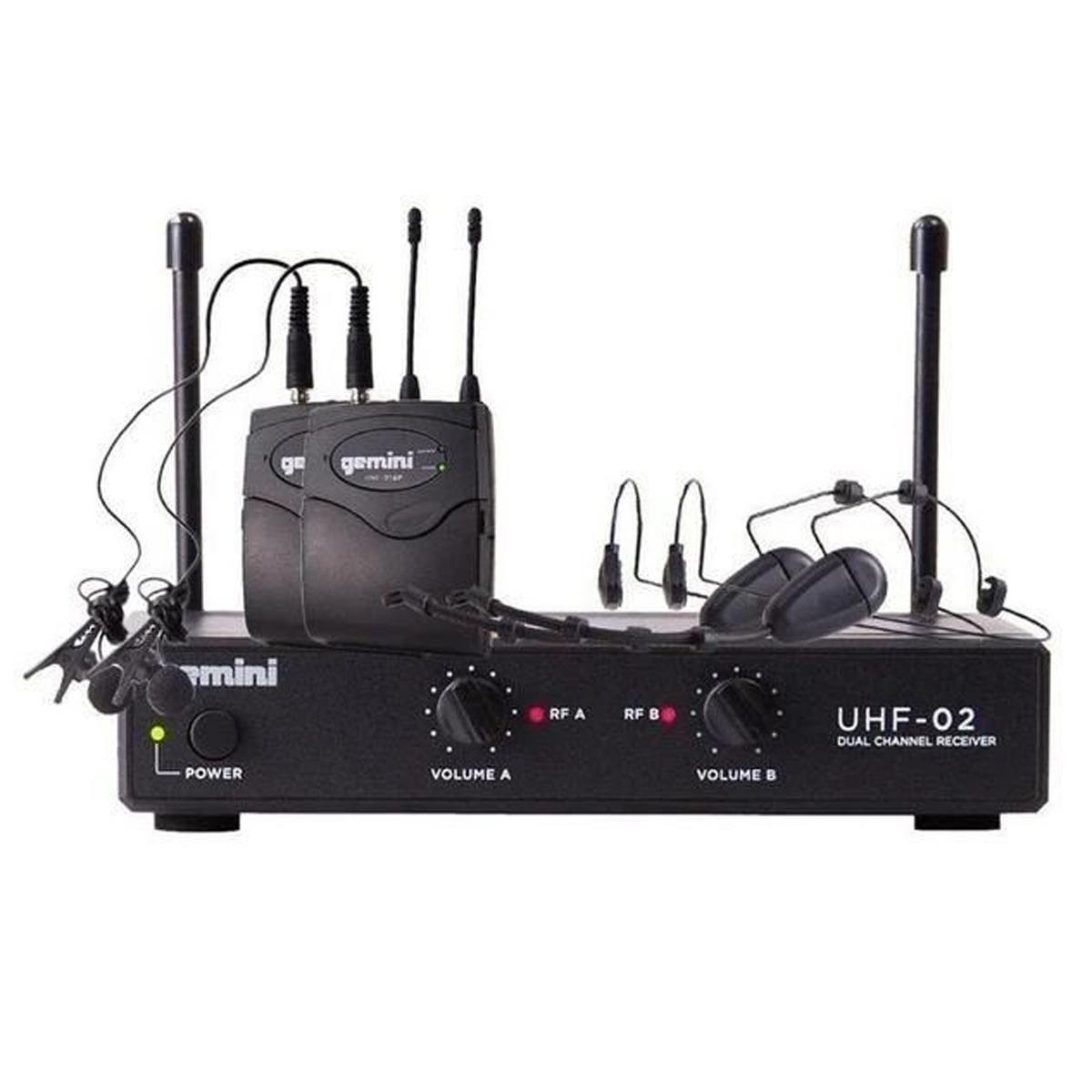 

Gemini UHF-02HL Dual Ch Wireless UHF Headset/Lav Mic System, S34: 533.7-537.2MHz