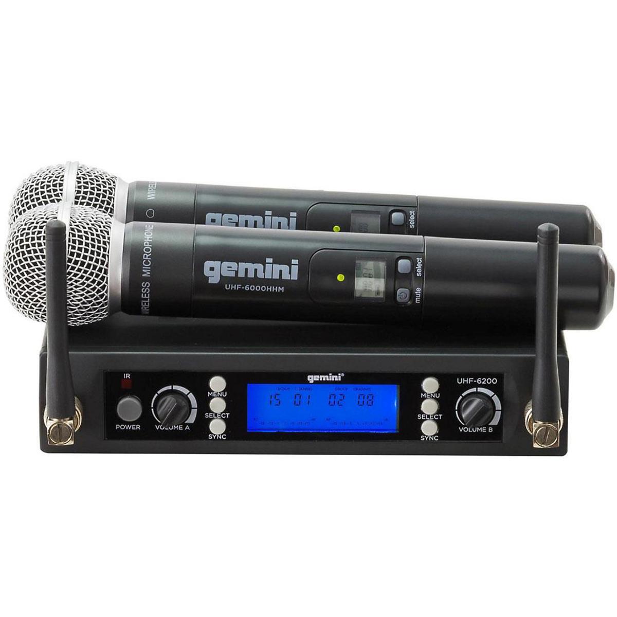 

Gemini UHF-6200M Dual Channel Wireless PLL System with 2x Handheld Microphone