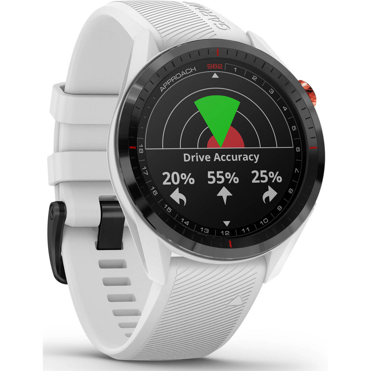 

Garmin Approach S62 GPS Smartwatch, Black Ceramic Bezel with White Silicone Band