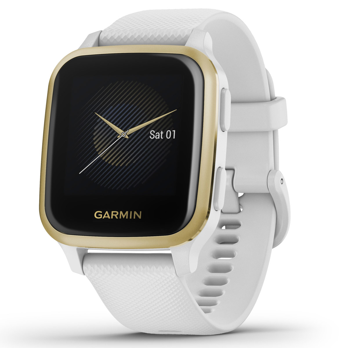 

Garmin Venu Sq GPS Smartwatch, Light Gold Bezel, White Case