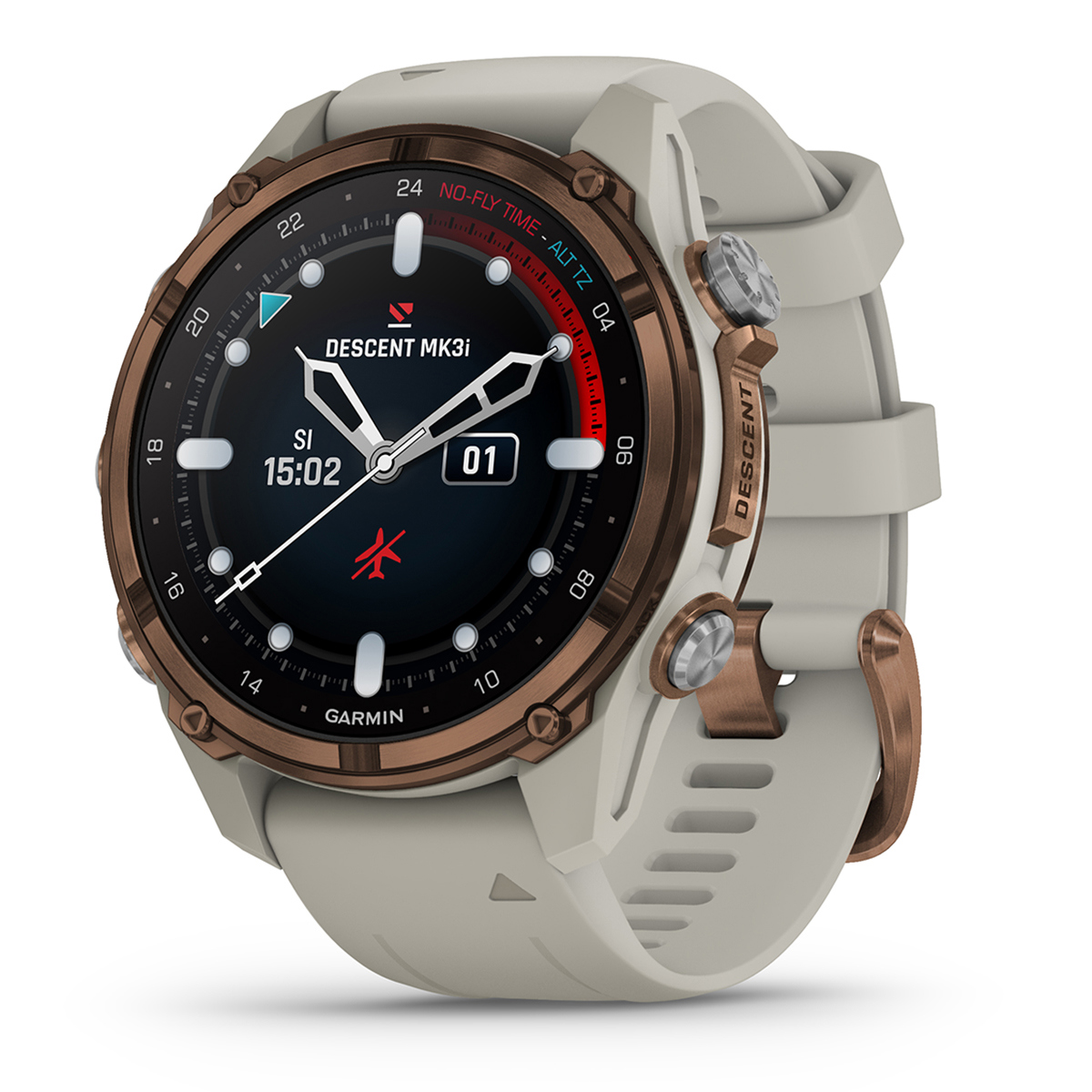 

Garmin Descent Mk3i Dive GPS Smart Watch French Gray Silicone Band Bronze 43mm