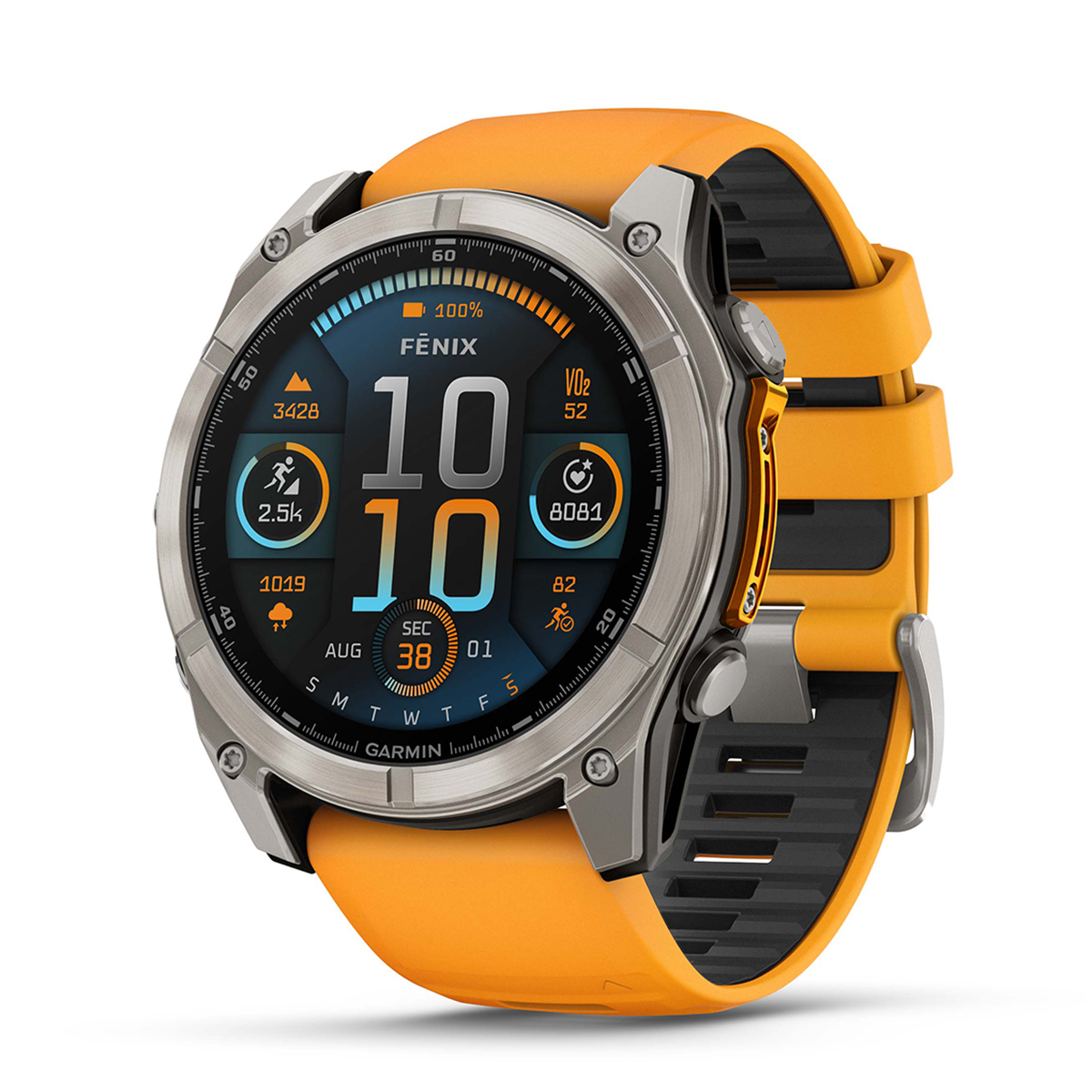 

Garmin fenix 8 Sapphire 51mm GPS Smartwatch, TT with Spark Orange/Graphite Band