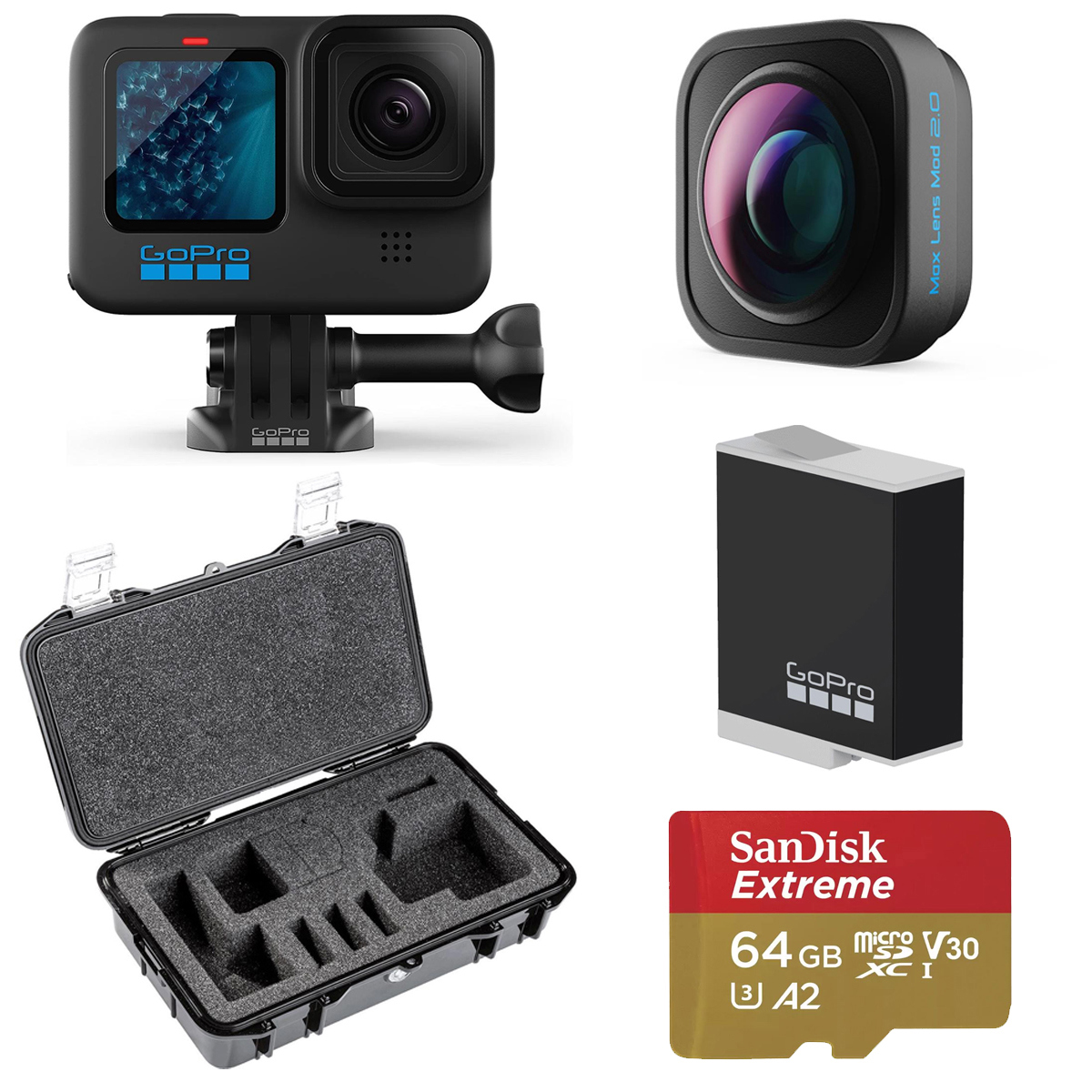 

GoPro HERO11 Black Camera, with Max Mod Lens 2.0, Li-Ion Battery and Hard Case