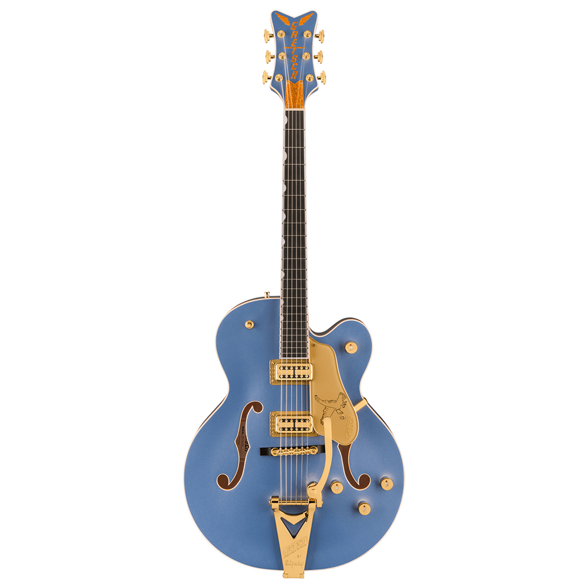 

Gretsch Falcon Hollow Body Electric Guitar w/String-Thru Bigsby Cerulean Smoke