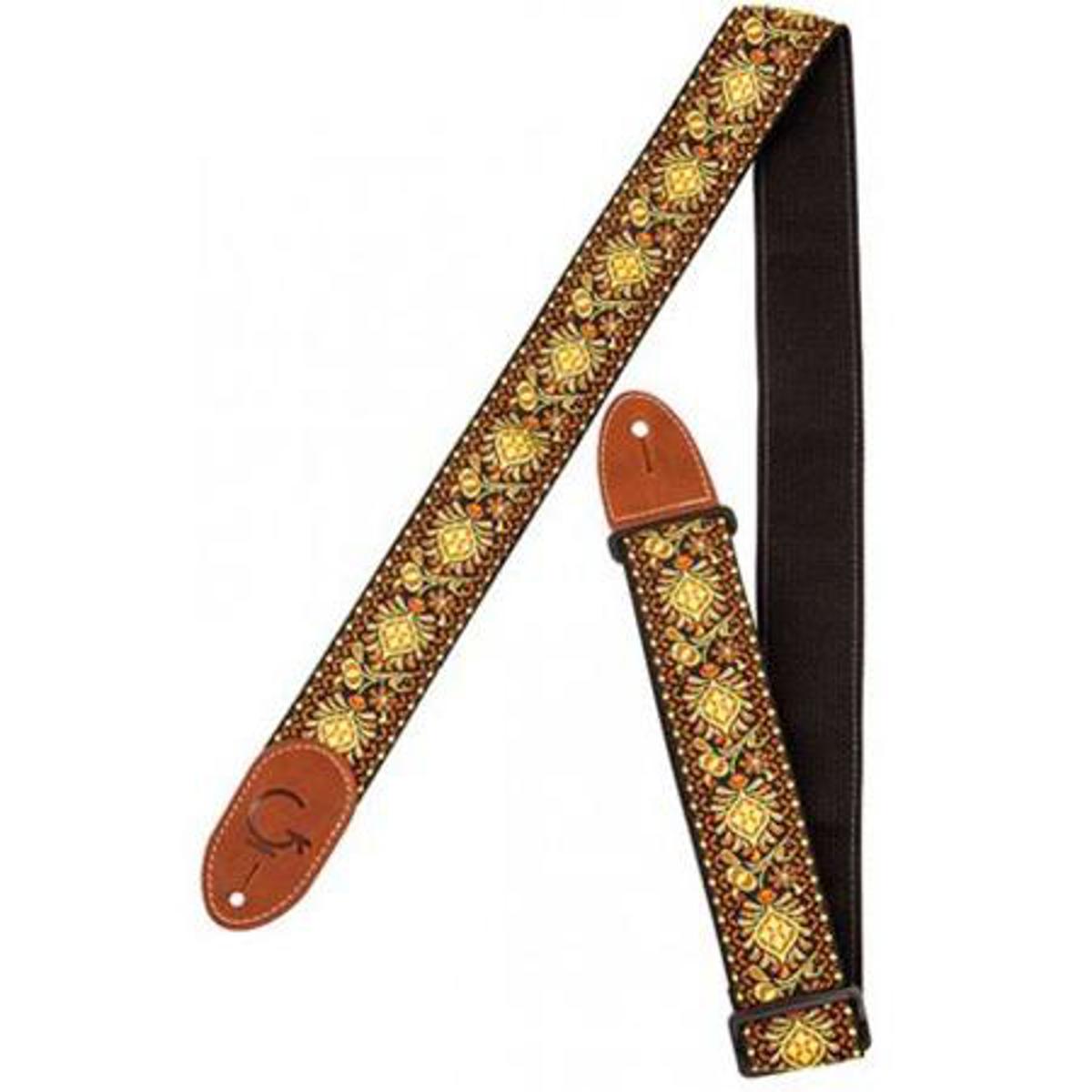 

Gretsch G Brand Guitar Strap, Yellow/Orange with Brown Ends