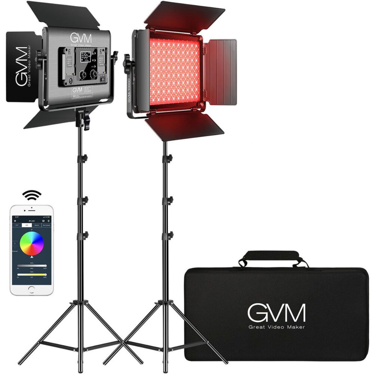 

GVM 1000D 45W Bi-Color RGB Studio Soft LED Panel 2-Light Kit