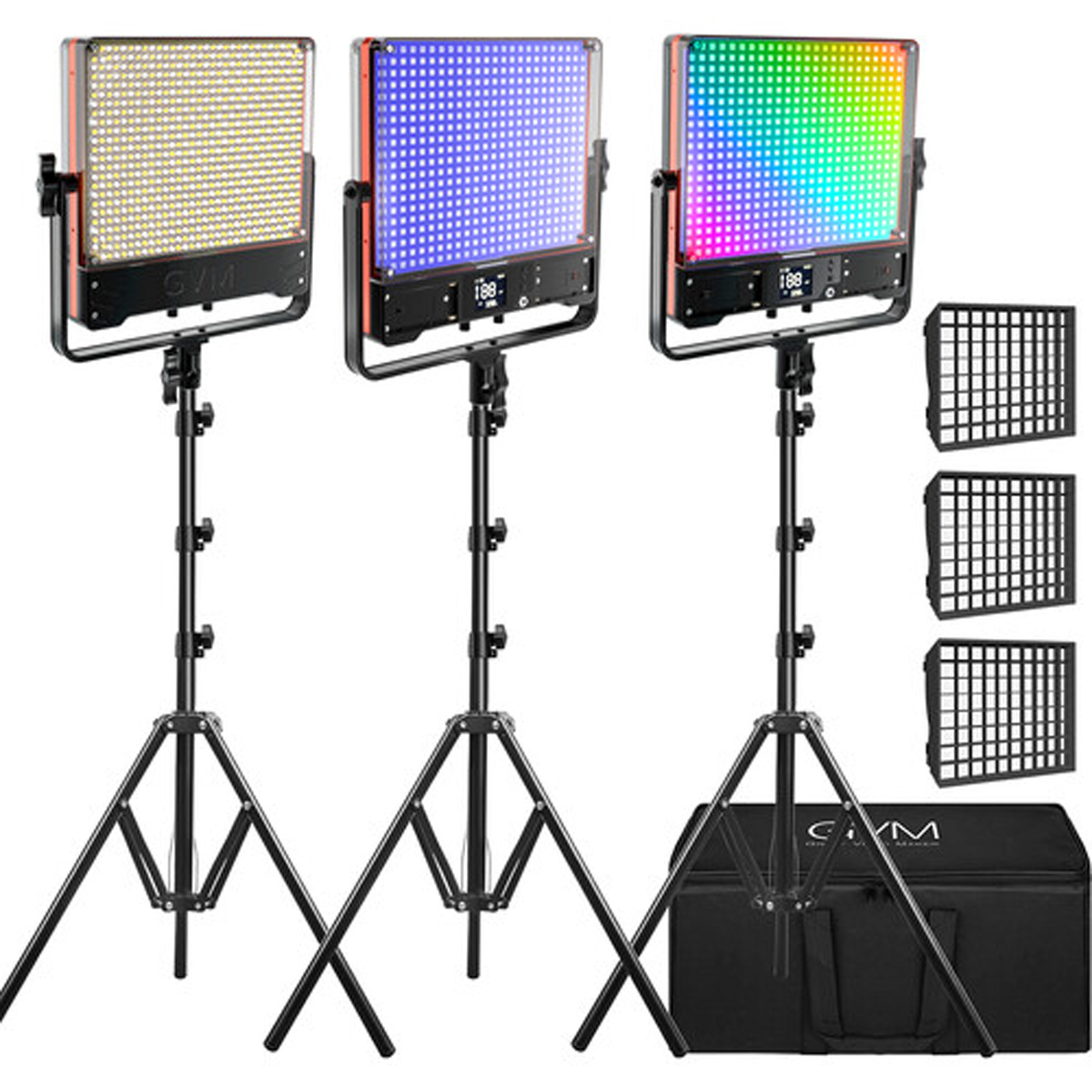 

GVM 50SM 50W Bi-Color RGB Double-Sided Soft LED Panel 3-Light Kit