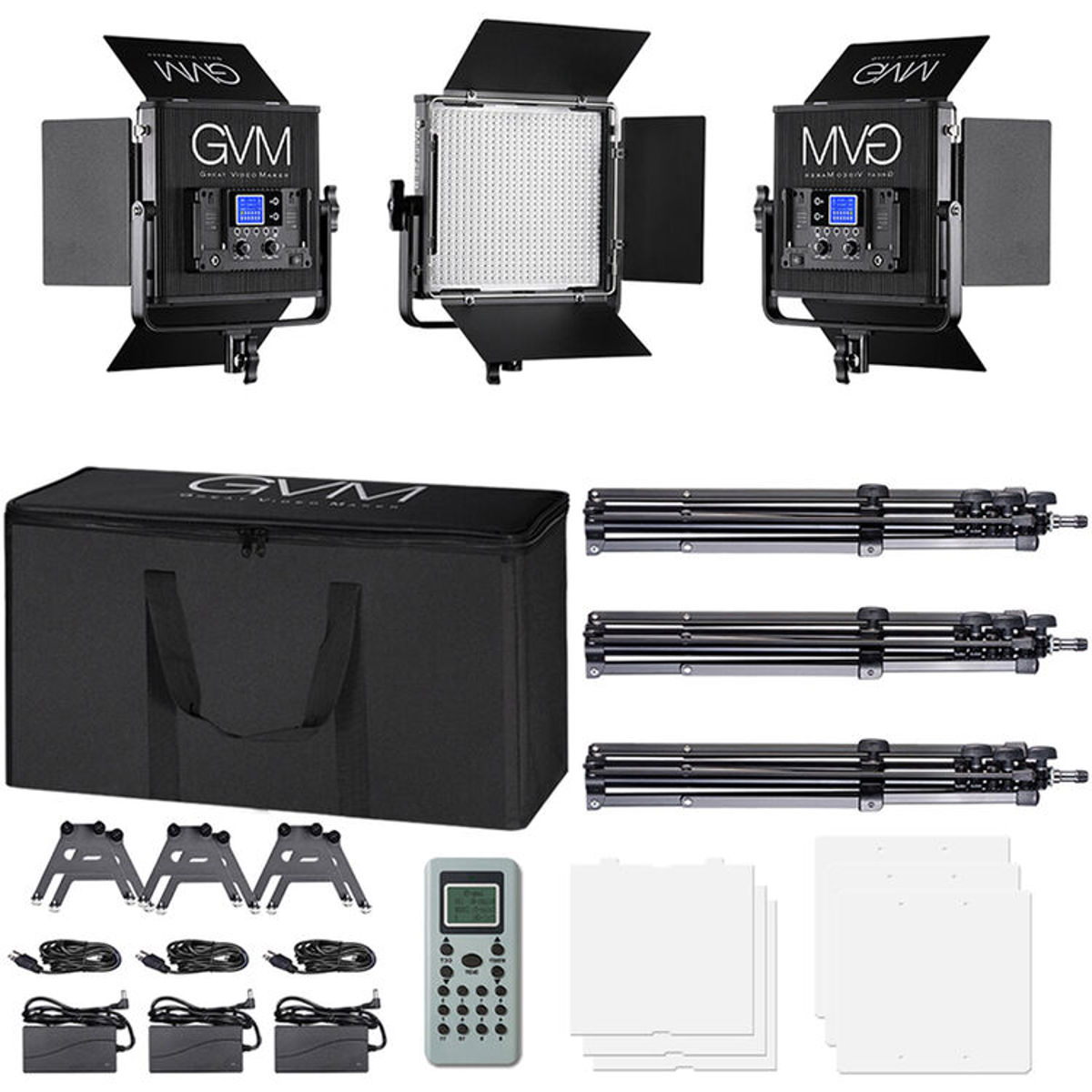 

GVM 672S-B Bi-Color LED Studio Video Panel 3-Light Kit (Black)