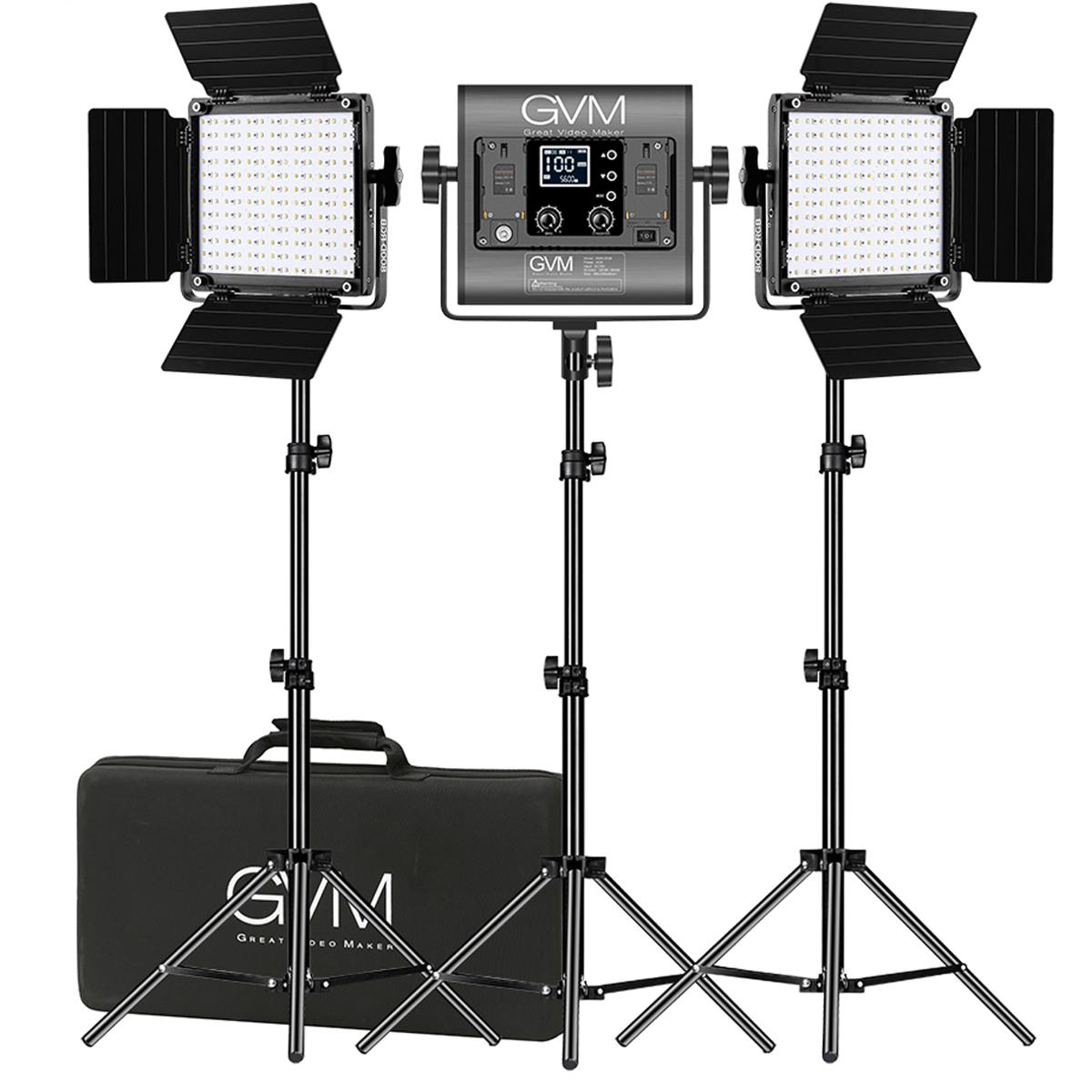 

GVM 800D-RGB LED Studio 3-Video Light Kit