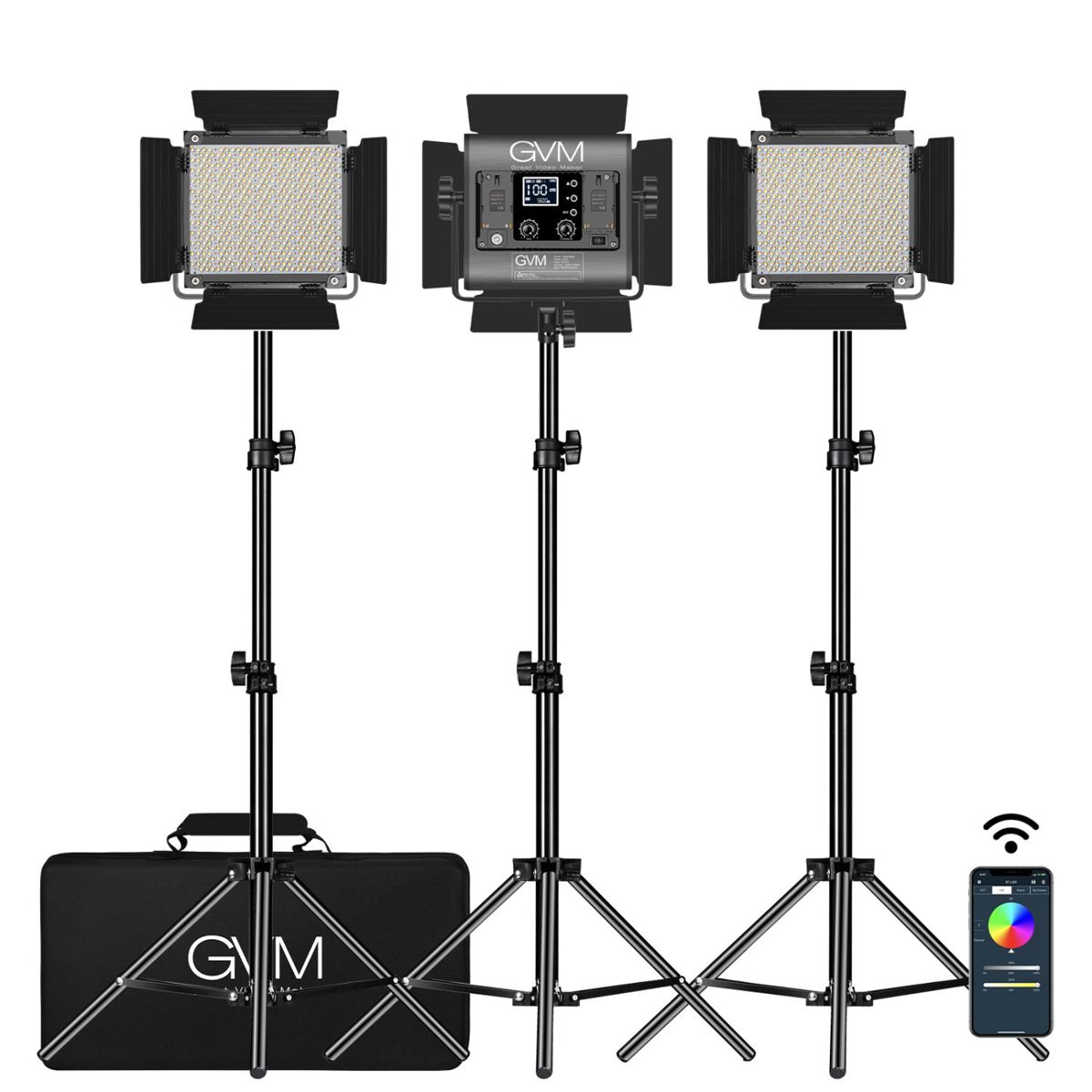 

GVM 850D 40W Bi-Color RGB Studio Soft LED Panel 3-Light Kit, 624 Lamp Beads