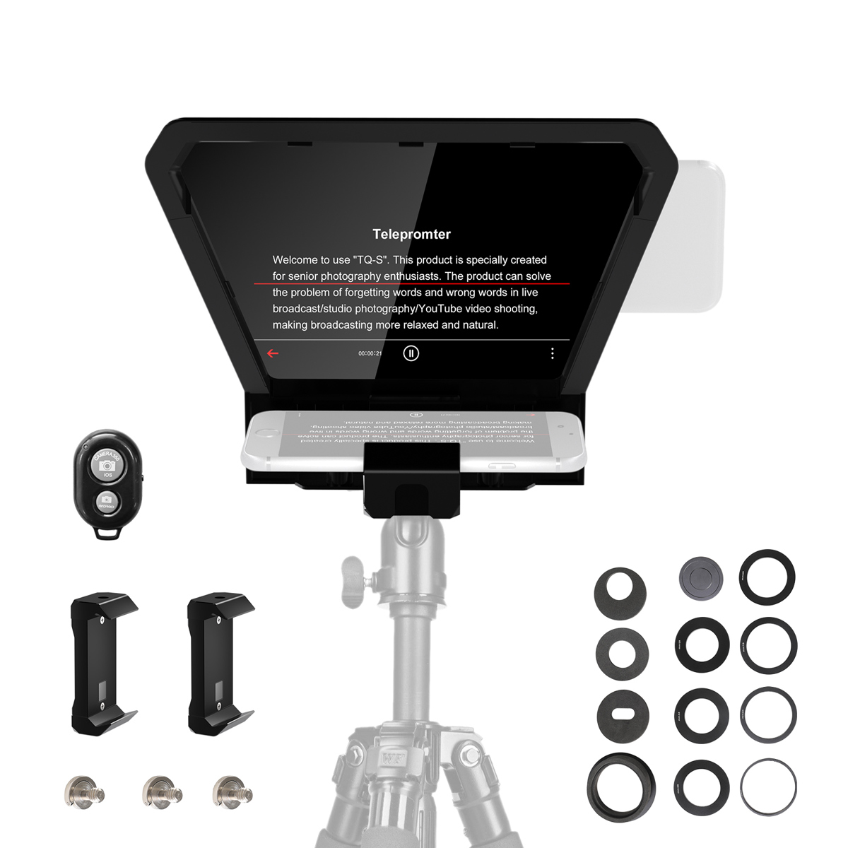 

GVM TQ-S iPad/Tablet and Smartphone Teleprompter w/Bluetooth, Portable/Hand Held